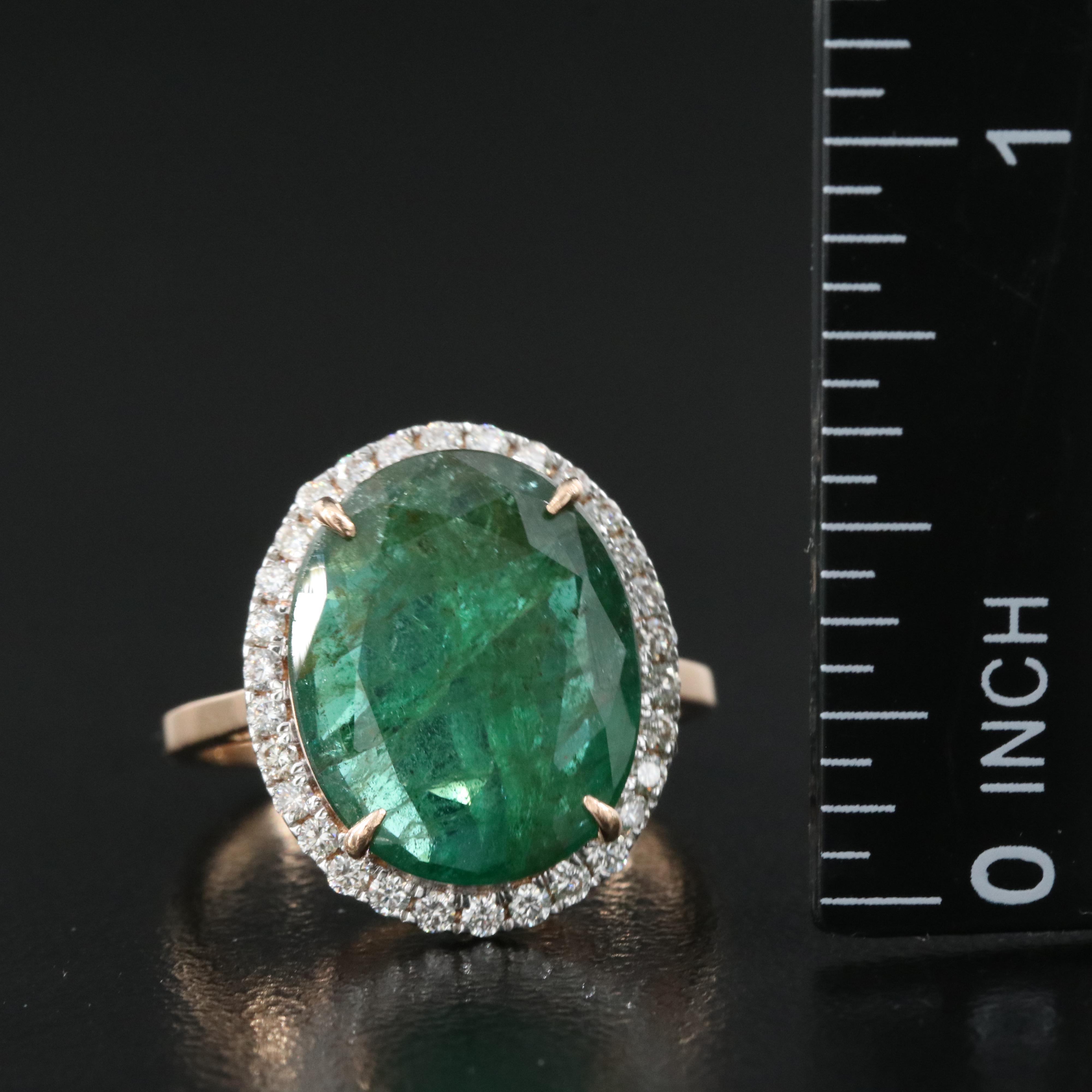 18K 5.90 CT Emerald and Diamond Ring