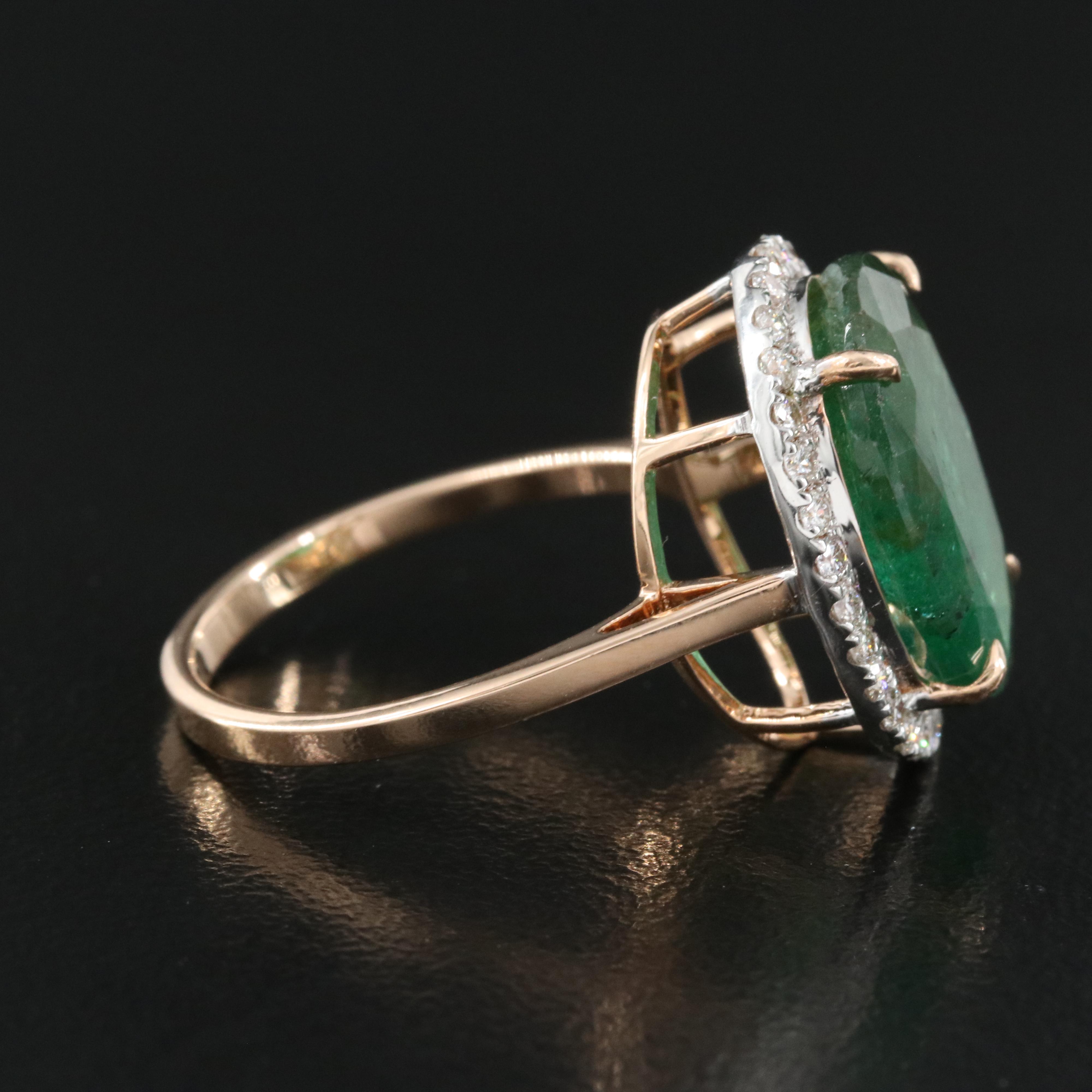 18K 5.90 CT Emerald and Diamond Ring