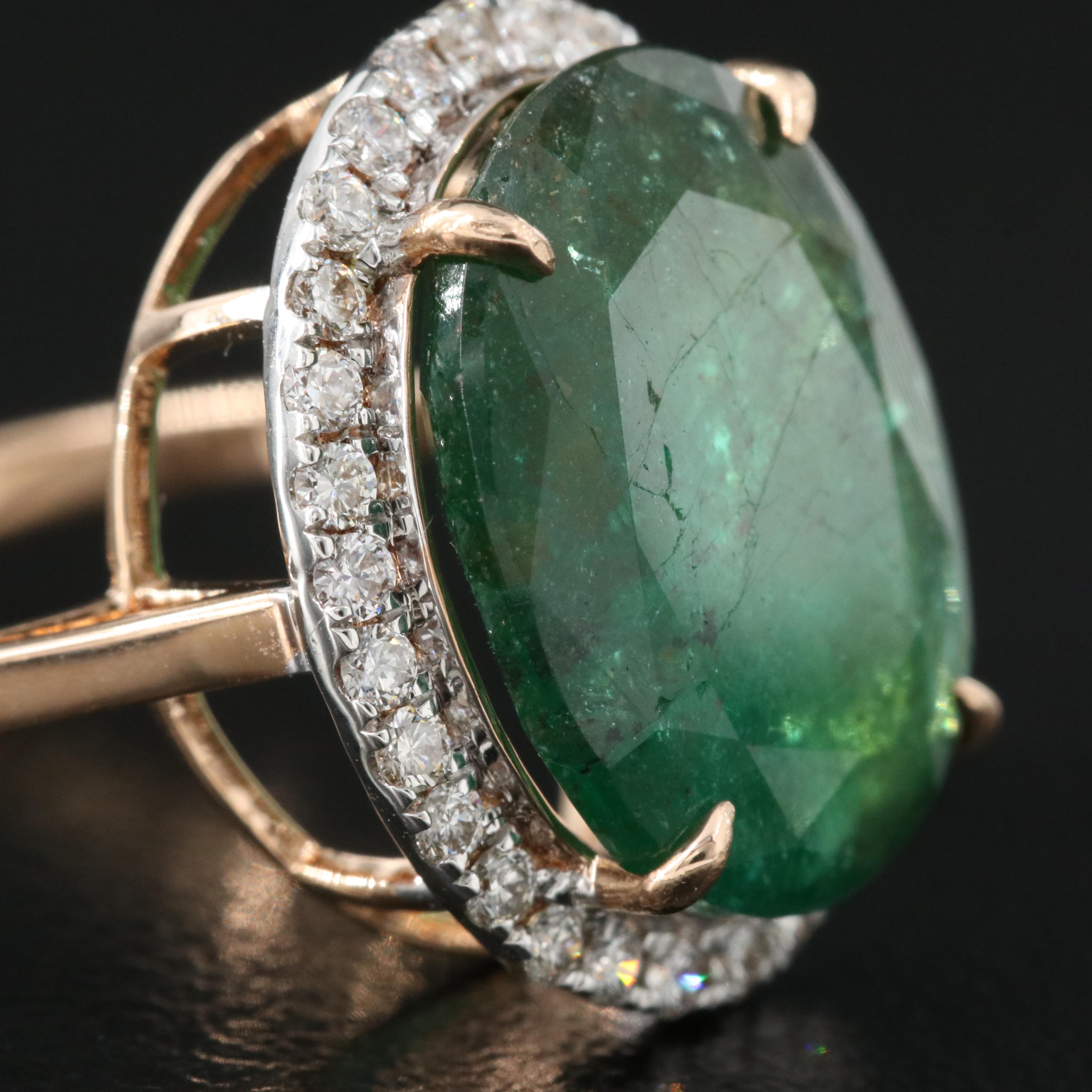 18K 5.90 CT Emerald and Diamond Ring