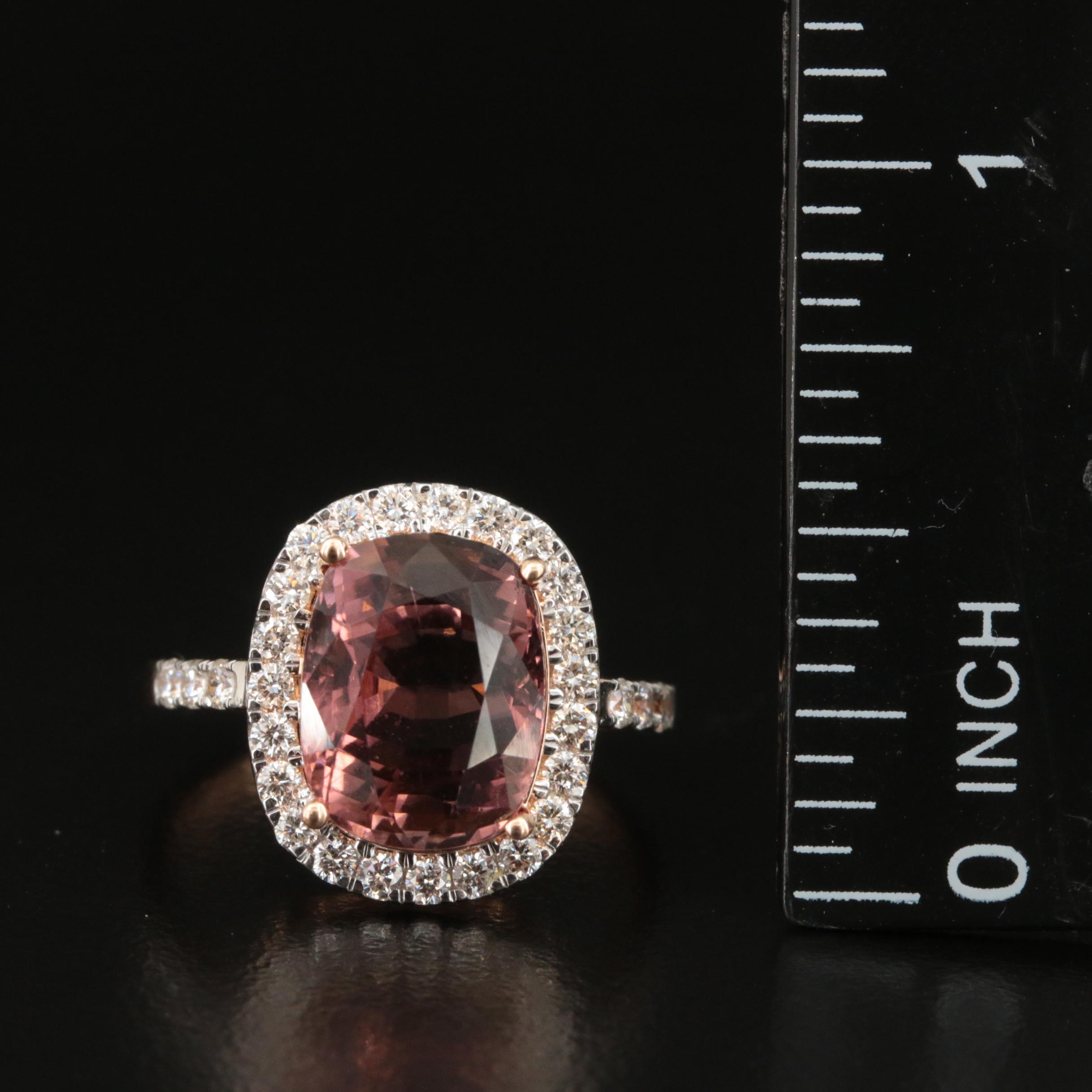 18K 4.38 CT Tourmaline and Diamond Halo Ring