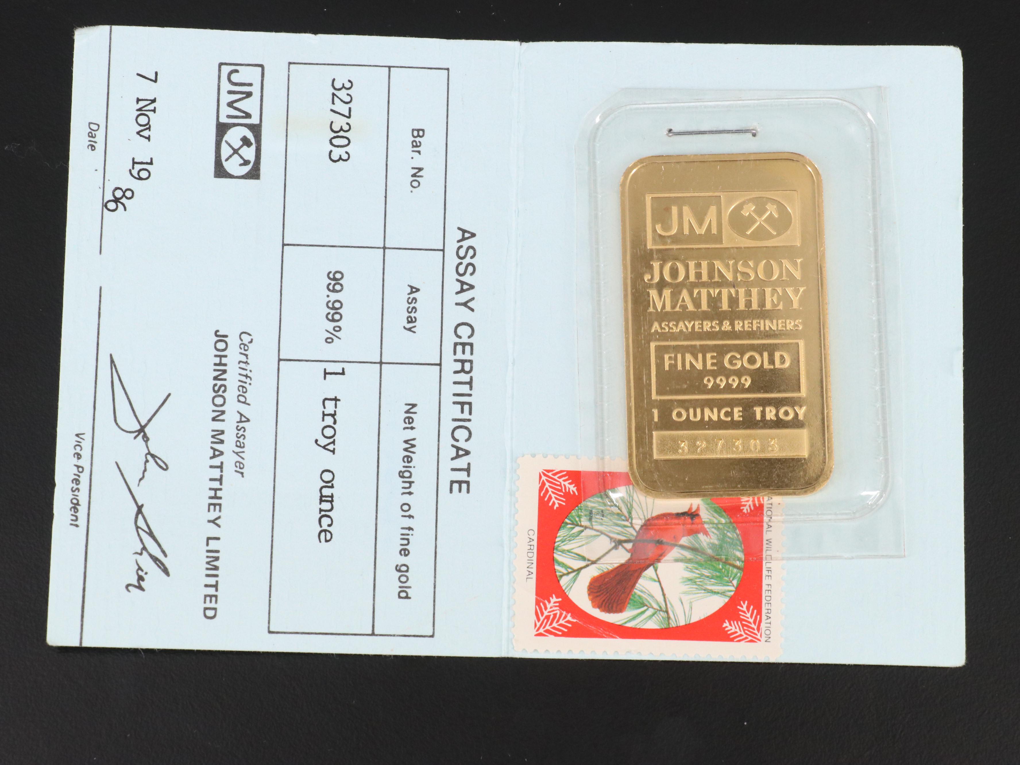 Johnson Matthey 1 troy ounce Gold Bullion Bar