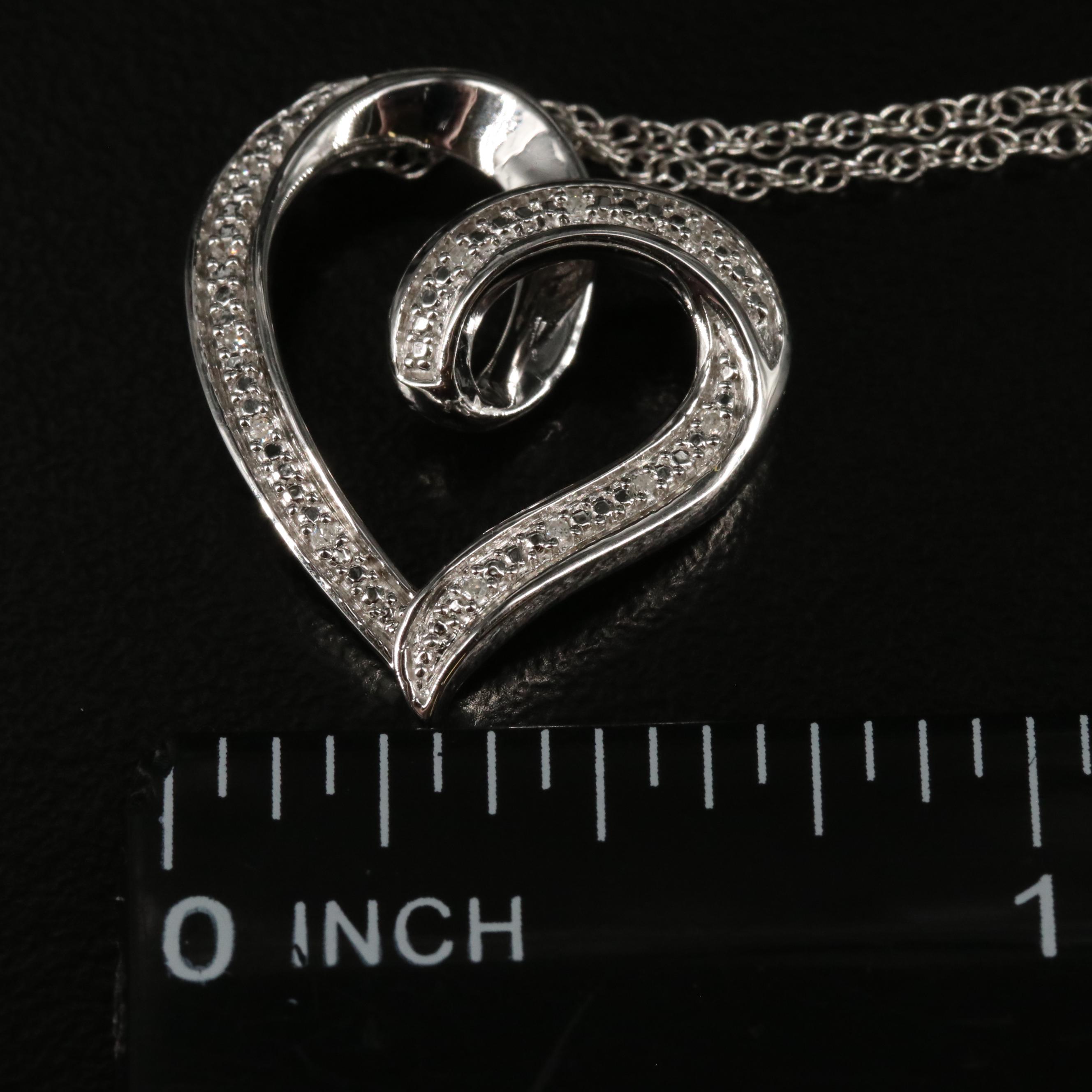 Sterling Diamond Heart Pendant Necklace