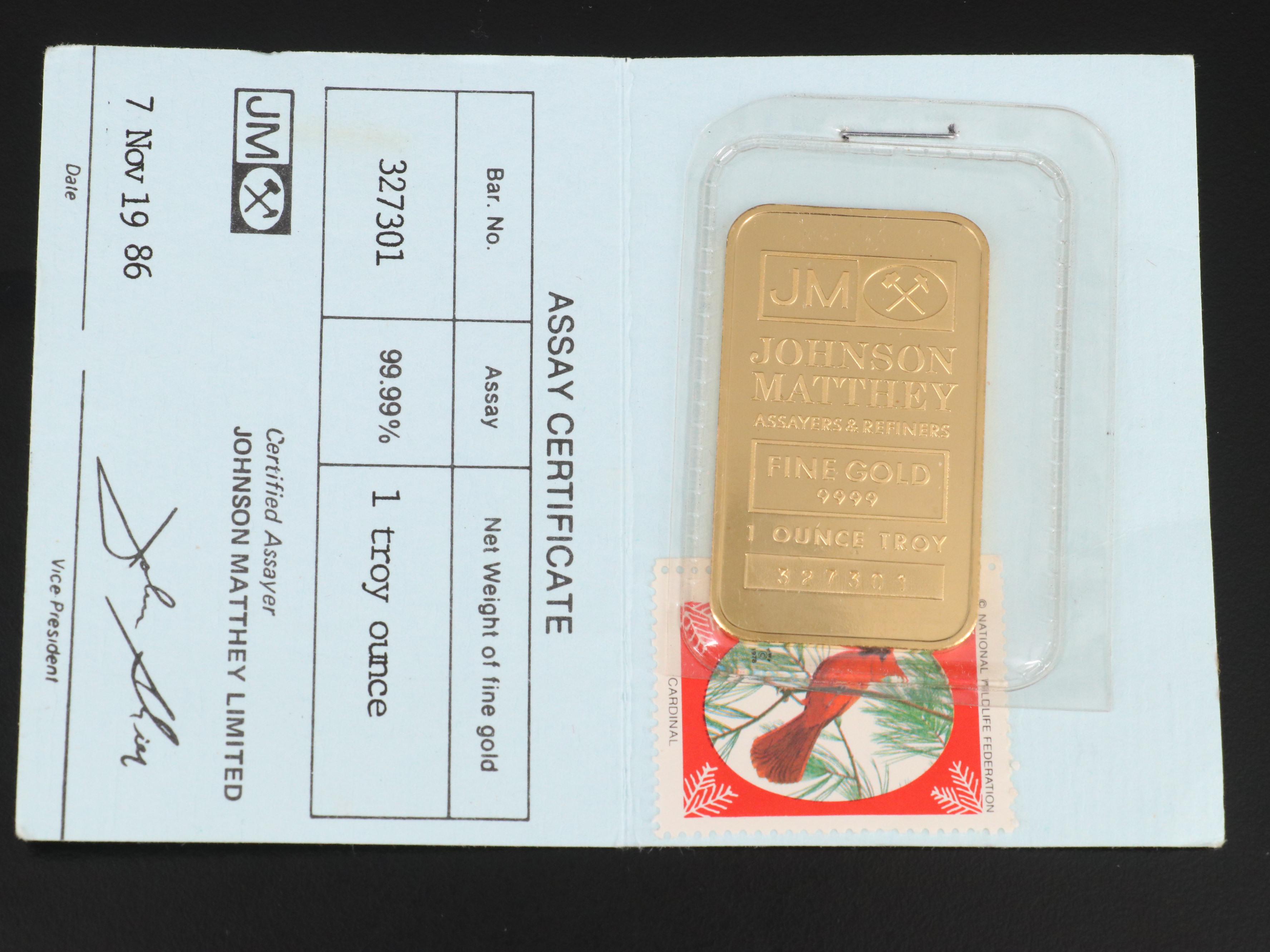 Johnson Matthey 1 troy ounce Gold Bullion Bar