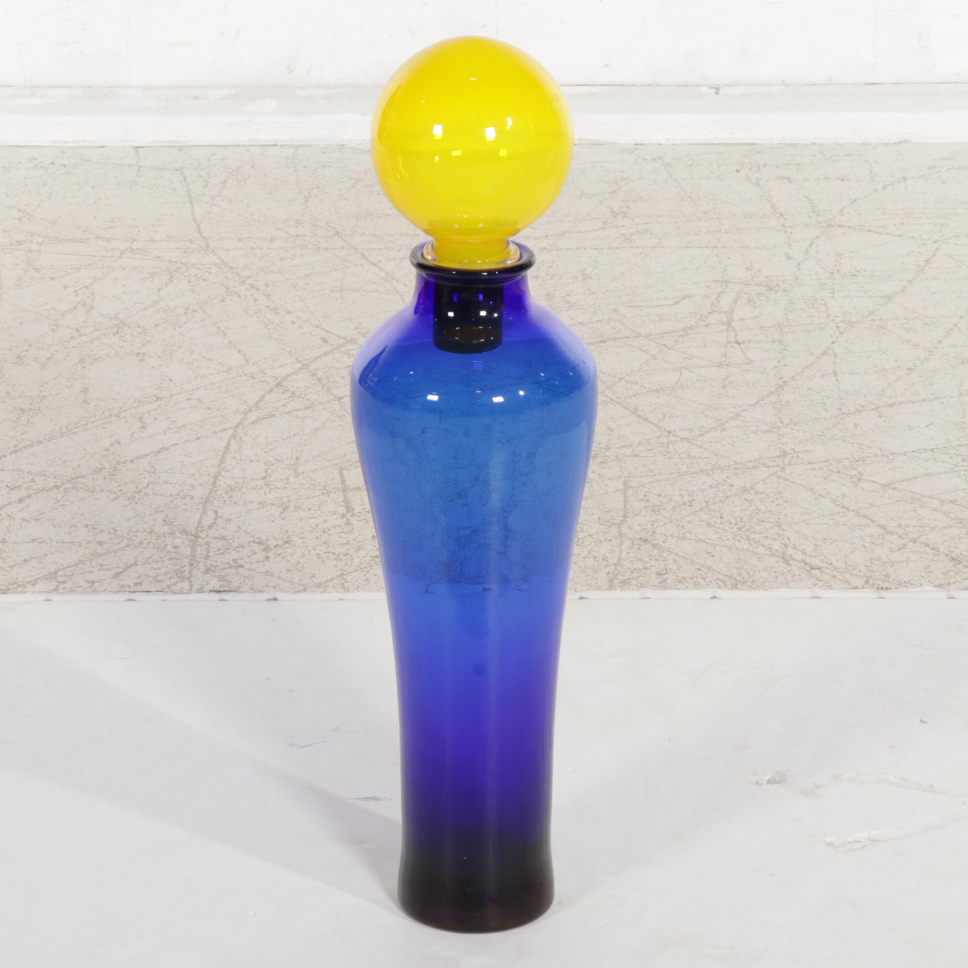 Blenko Blown Glass Floor Decanter with Ball Stopper