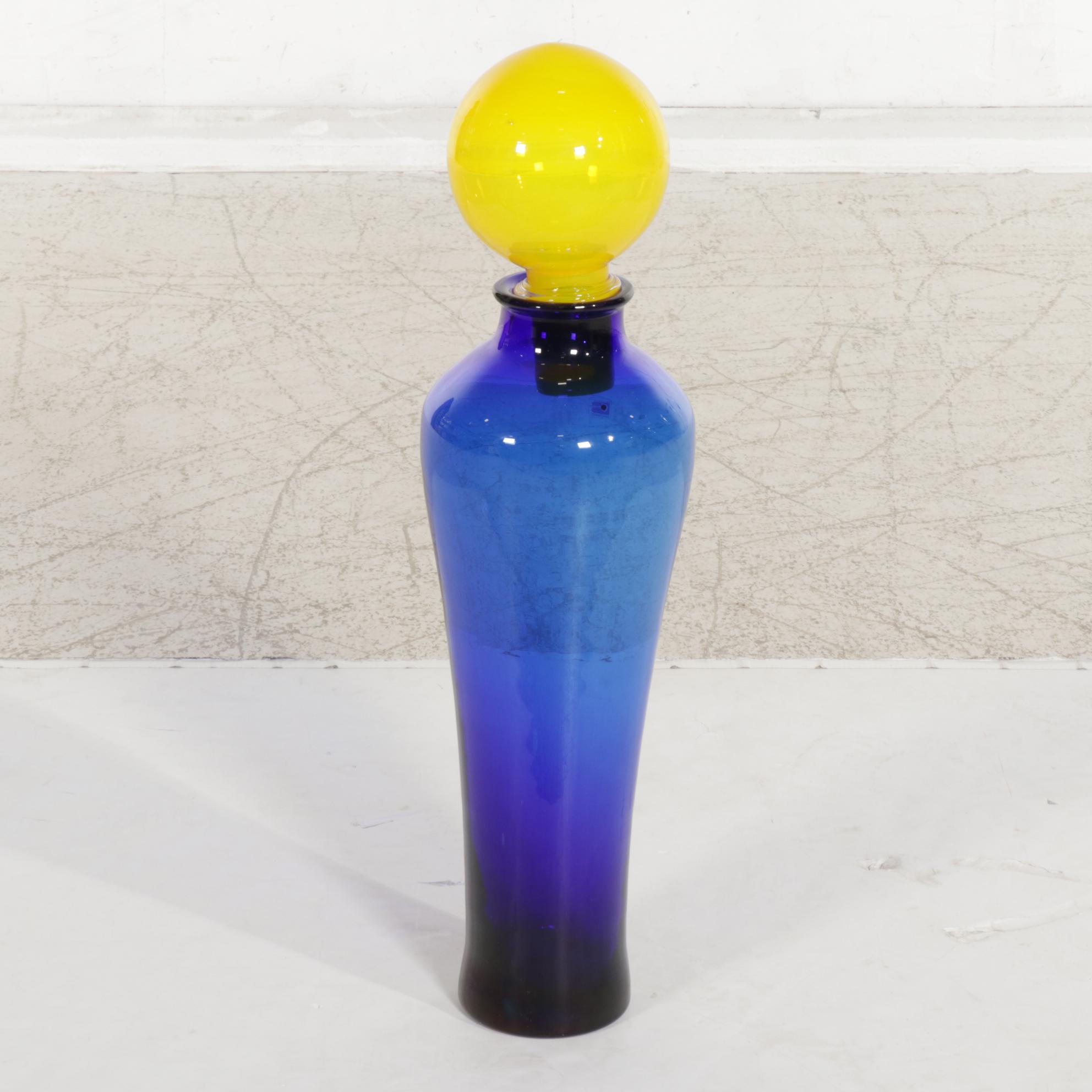 Blenko Blown Glass Floor Decanter with Ball Stopper