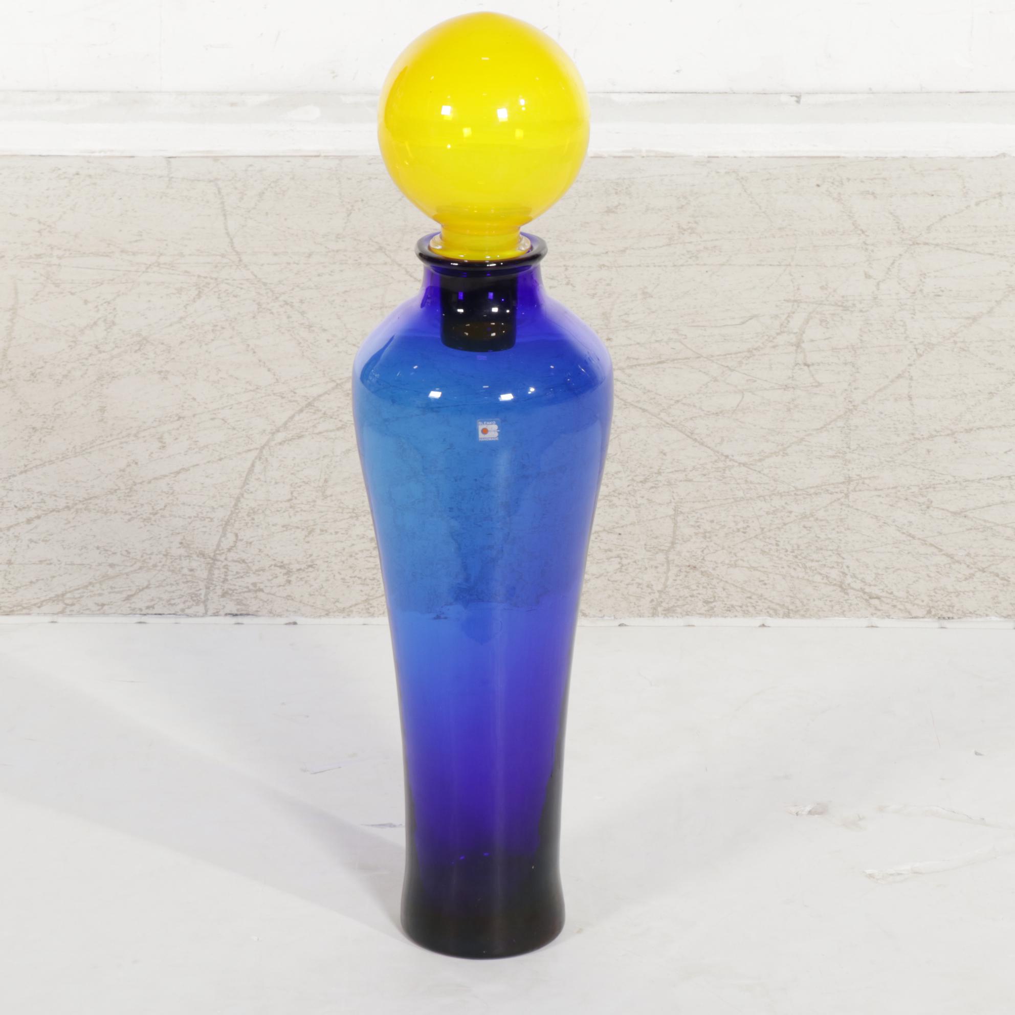 Blenko Blown Glass Floor Decanter with Ball Stopper