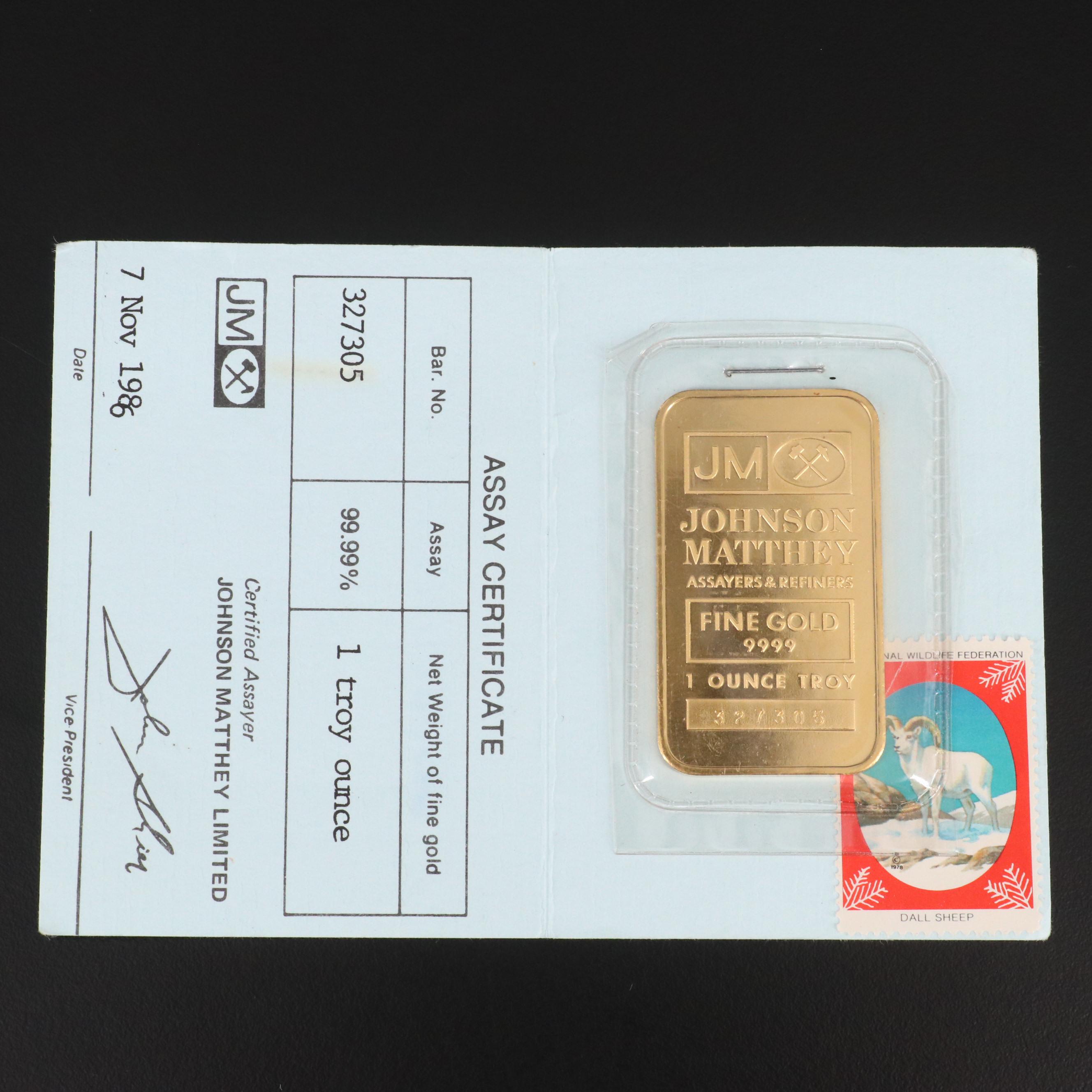 Johnson Matthey 1 troy ounce Gold Bullion Bar
