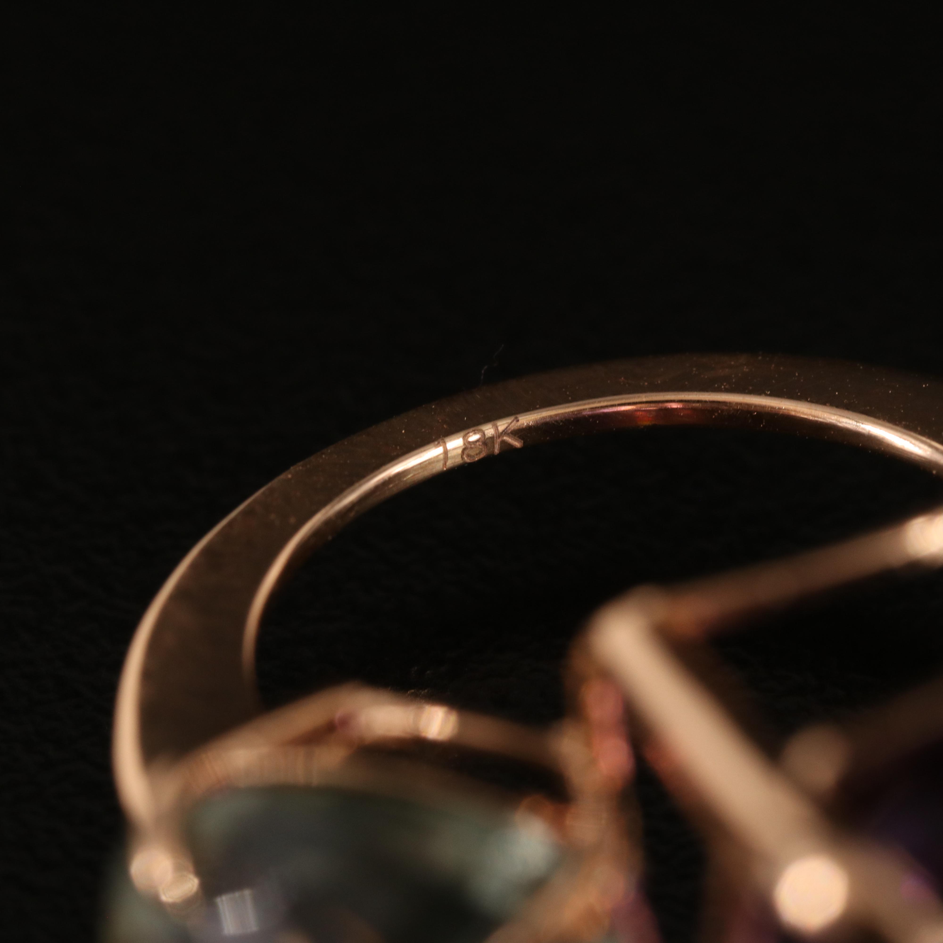 18K 22.89 CT Amethyst and Prasiolite Three Stone Ring