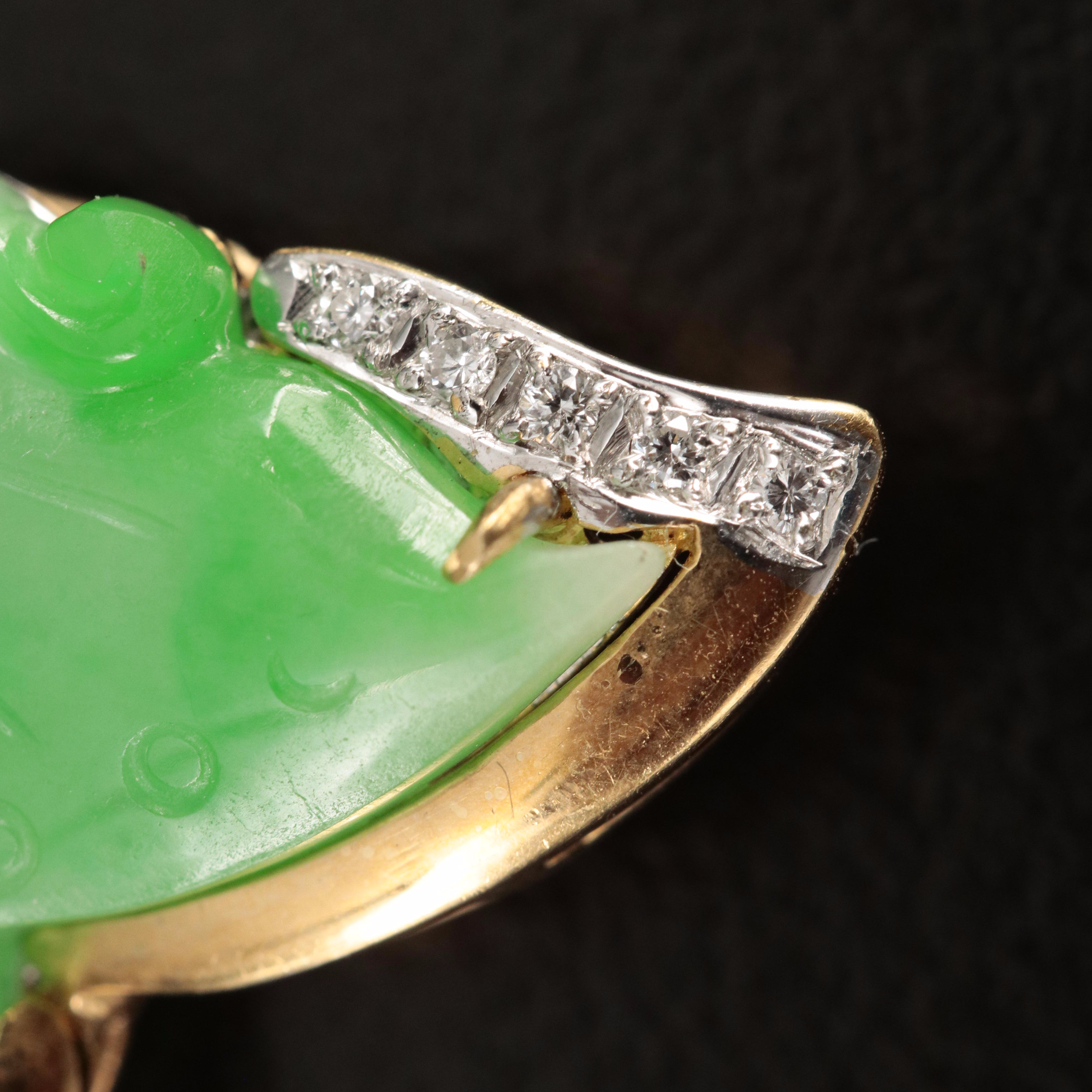 18K Jadeite and Diamond Butterfly Converter Brooch