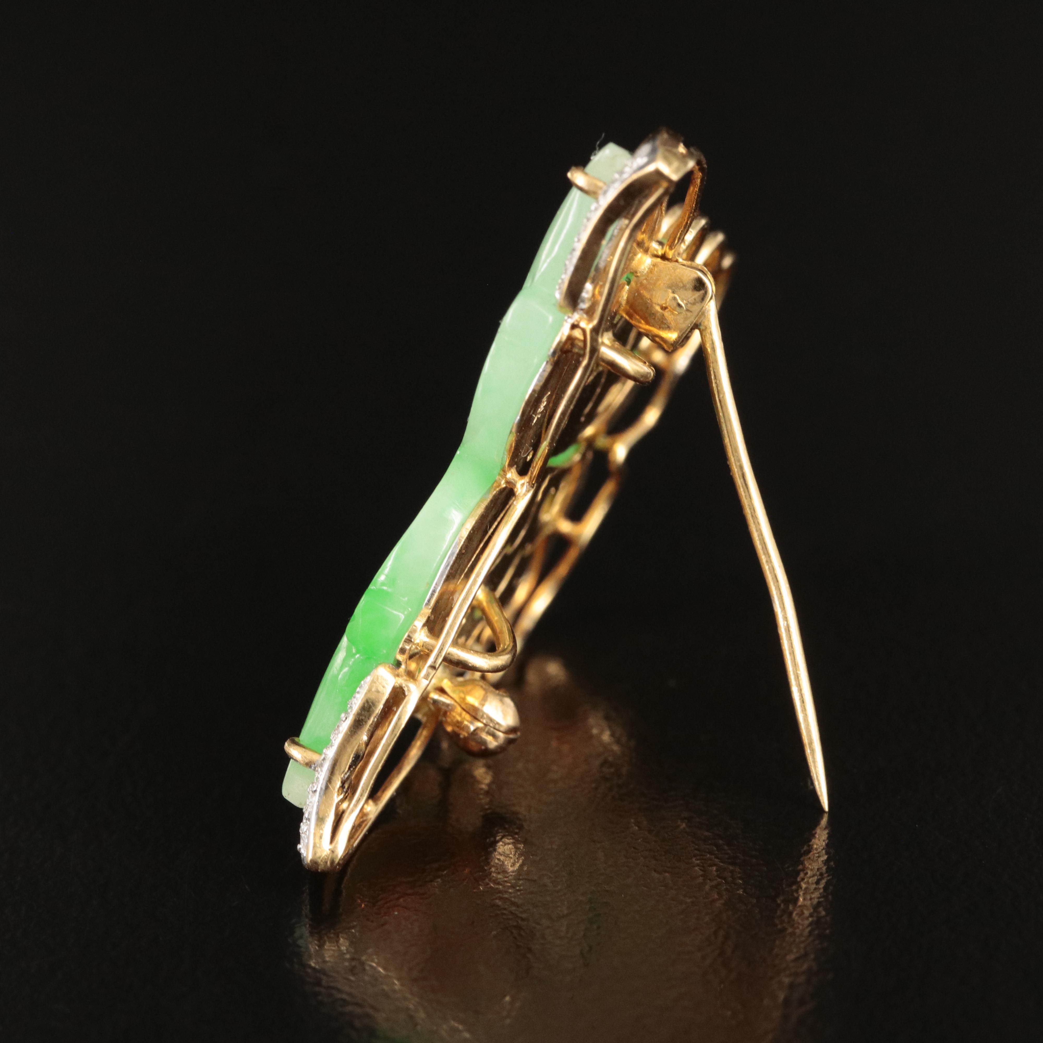 18K Jadeite and Diamond Butterfly Converter Brooch