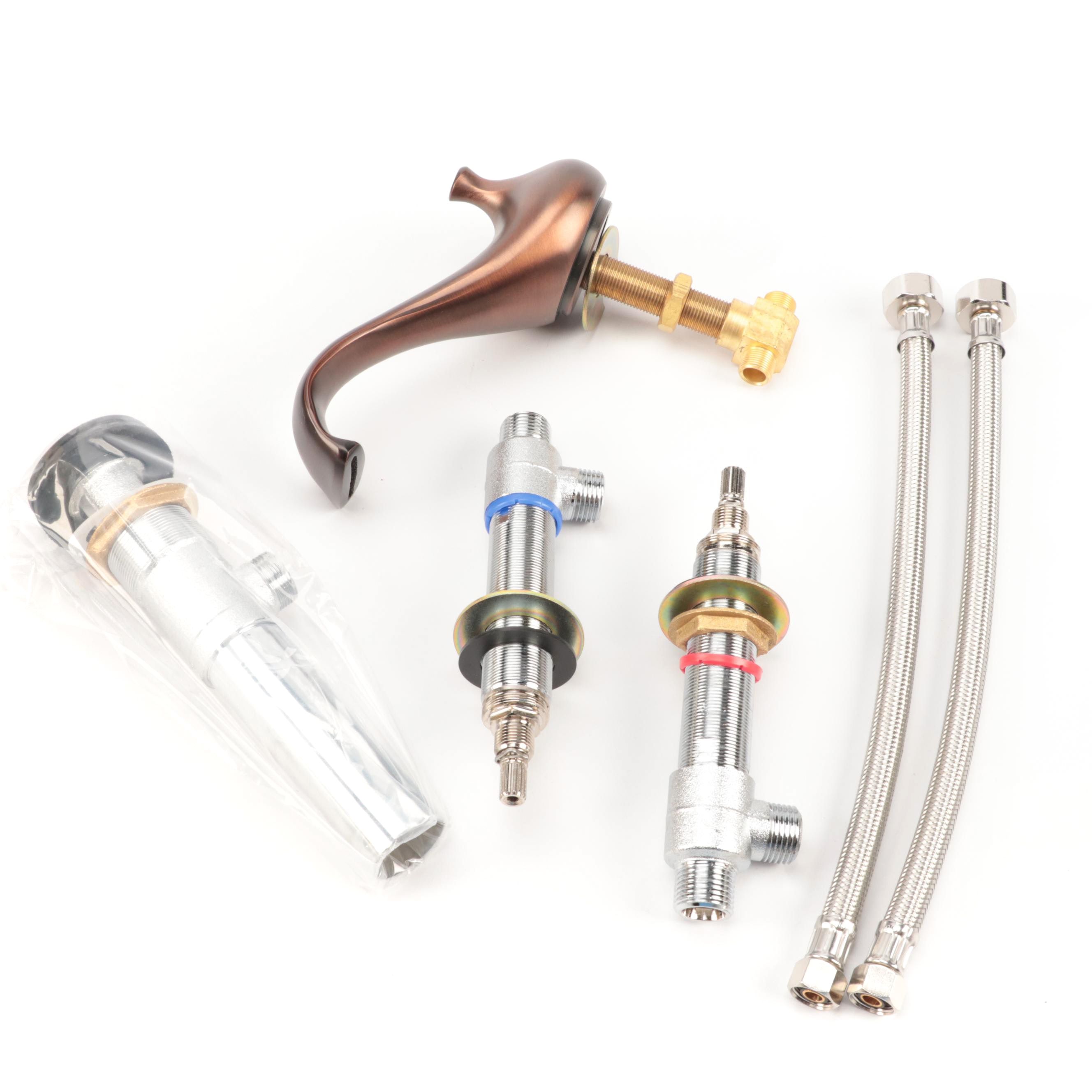 Oil Rubbed Bronze Finish Widespread Bathroom Faucet With Cross Handles