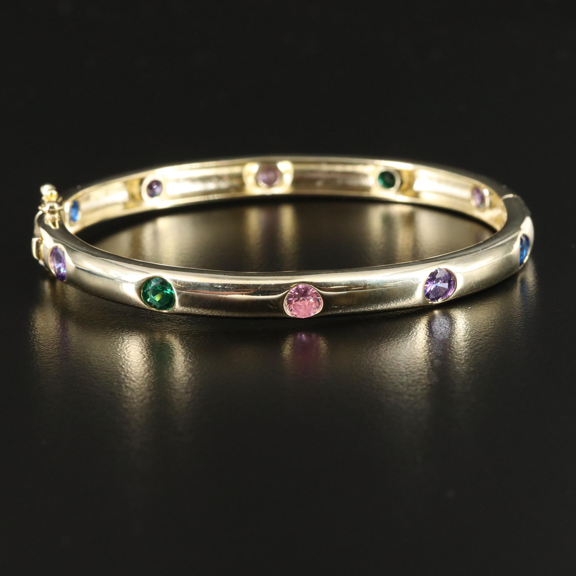 Sterling Cubic Zirconia and Spinel Bangle Bracelet