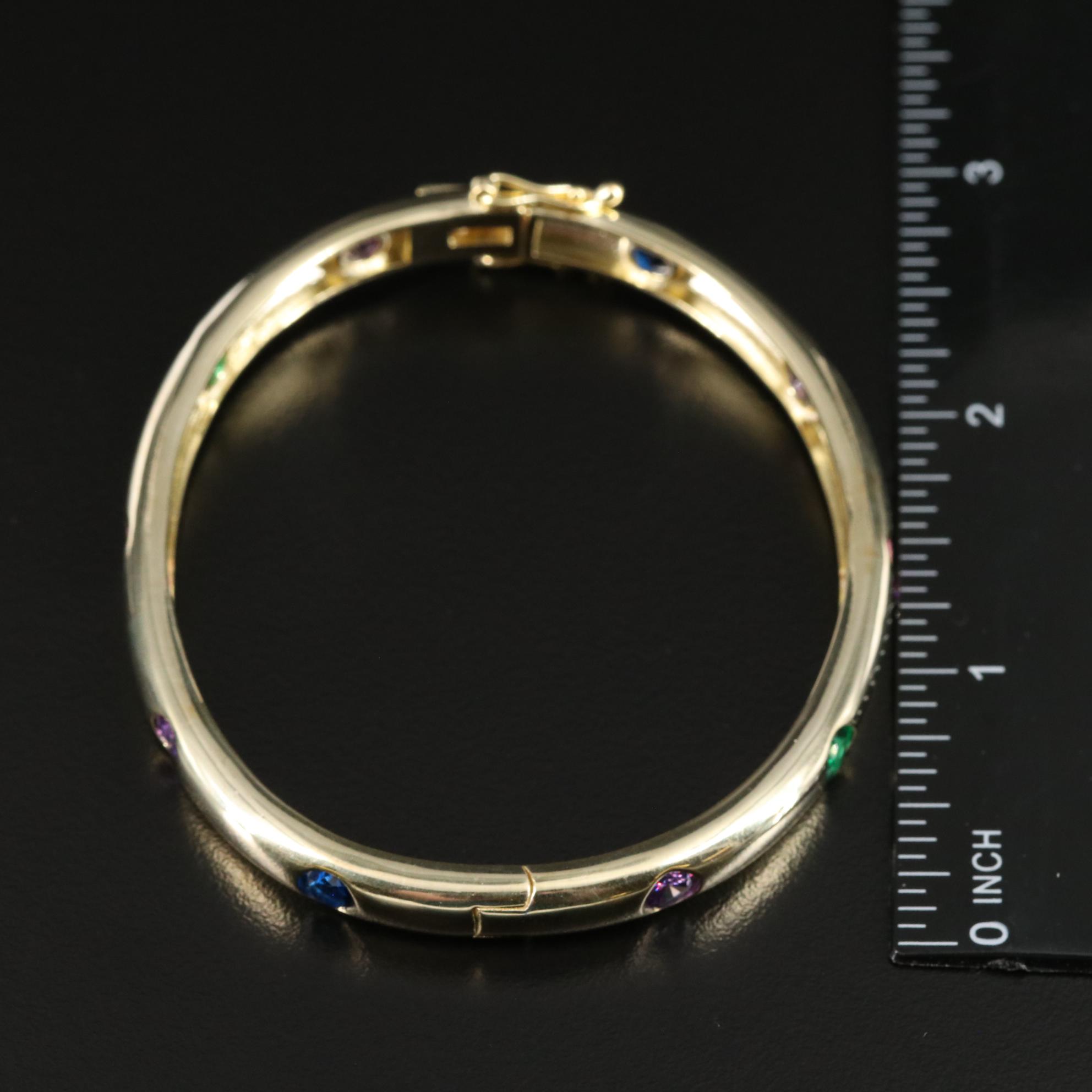 Sterling Cubic Zirconia and Spinel Bangle Bracelet