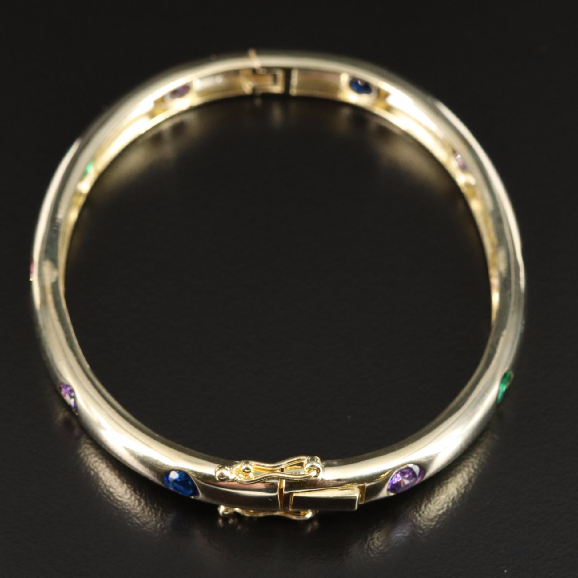 Sterling Cubic Zirconia and Spinel Bangle Bracelet