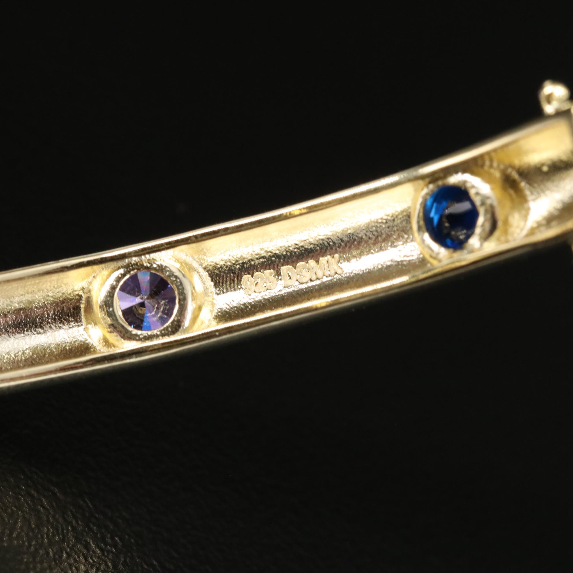 Sterling Cubic Zirconia and Spinel Bangle Bracelet