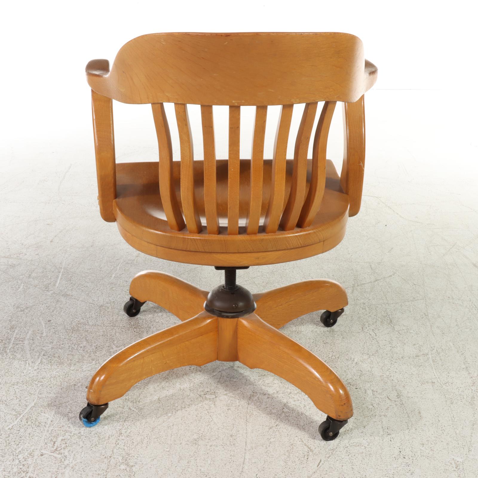 Oak Swivel-Tilt Desk Chair, 20th Century