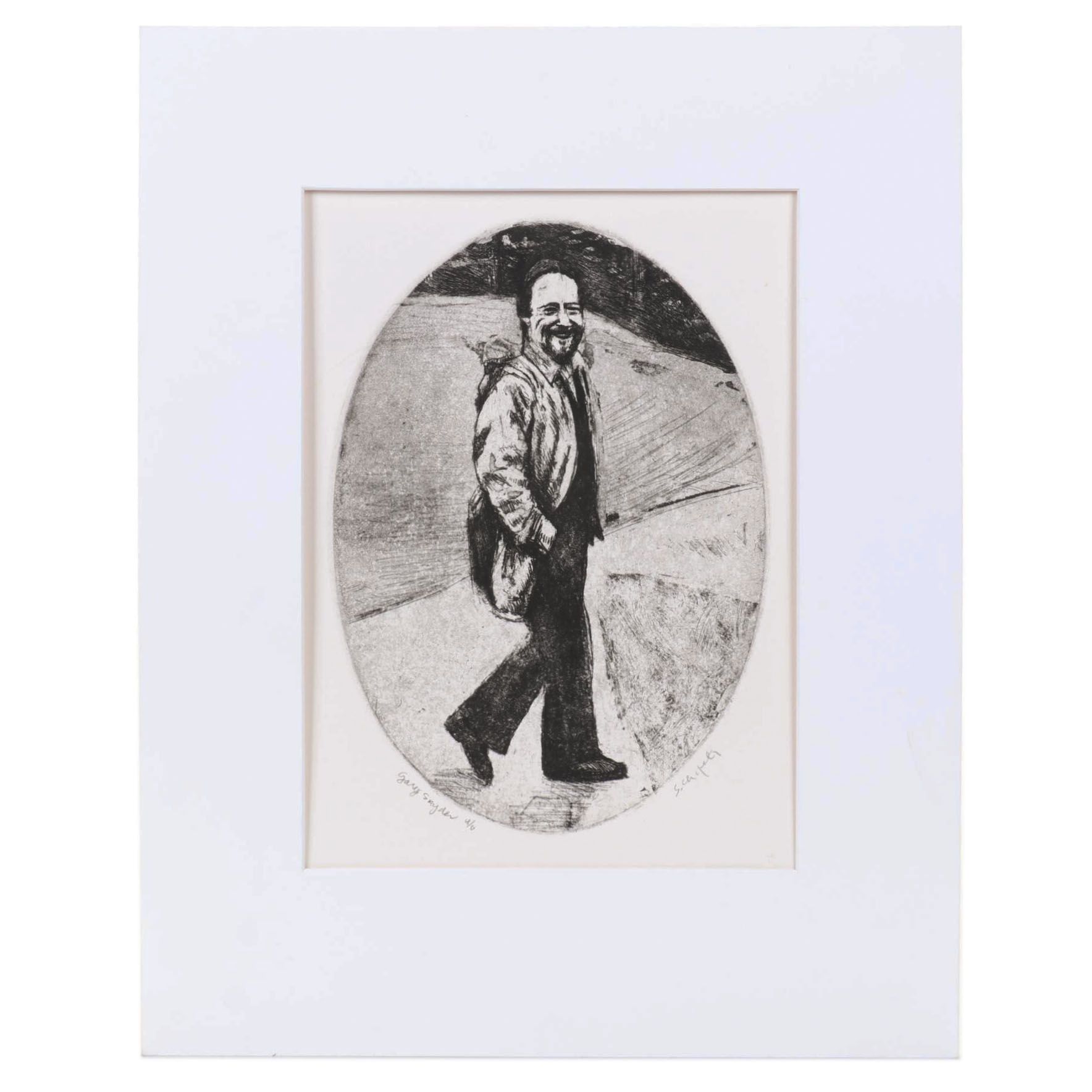 Sidney Chafetz Etching "Gary Snyder," 1987