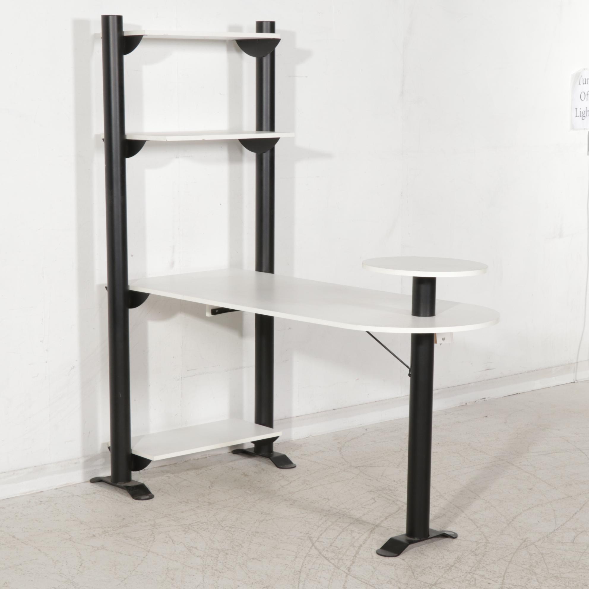 Amisco White Laminate and Black Metal Desk with Shelf System