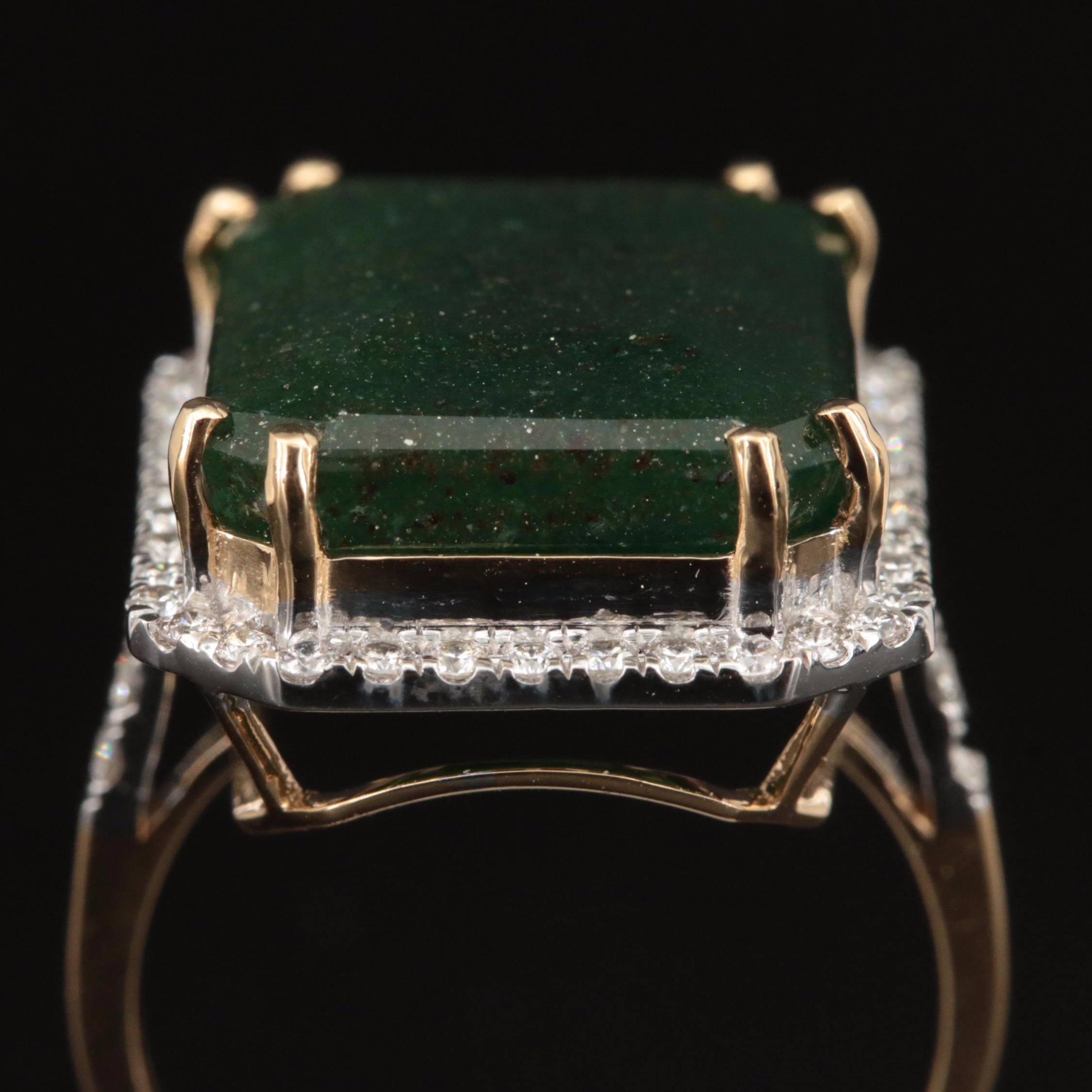 18K 13.00 CT Emerald and Diamond Halo Ring