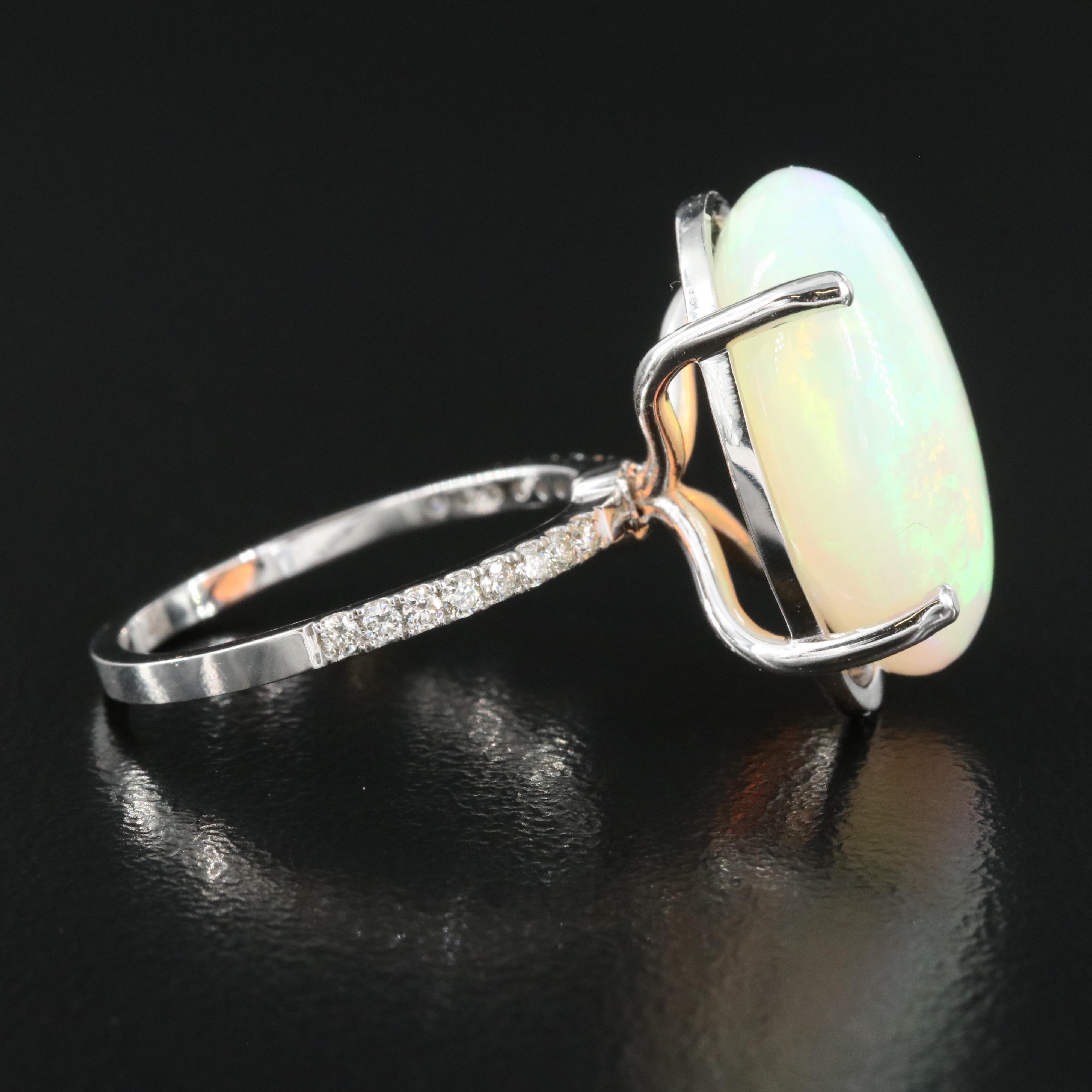 14K 13.79 CT Opal and Diamond Ring