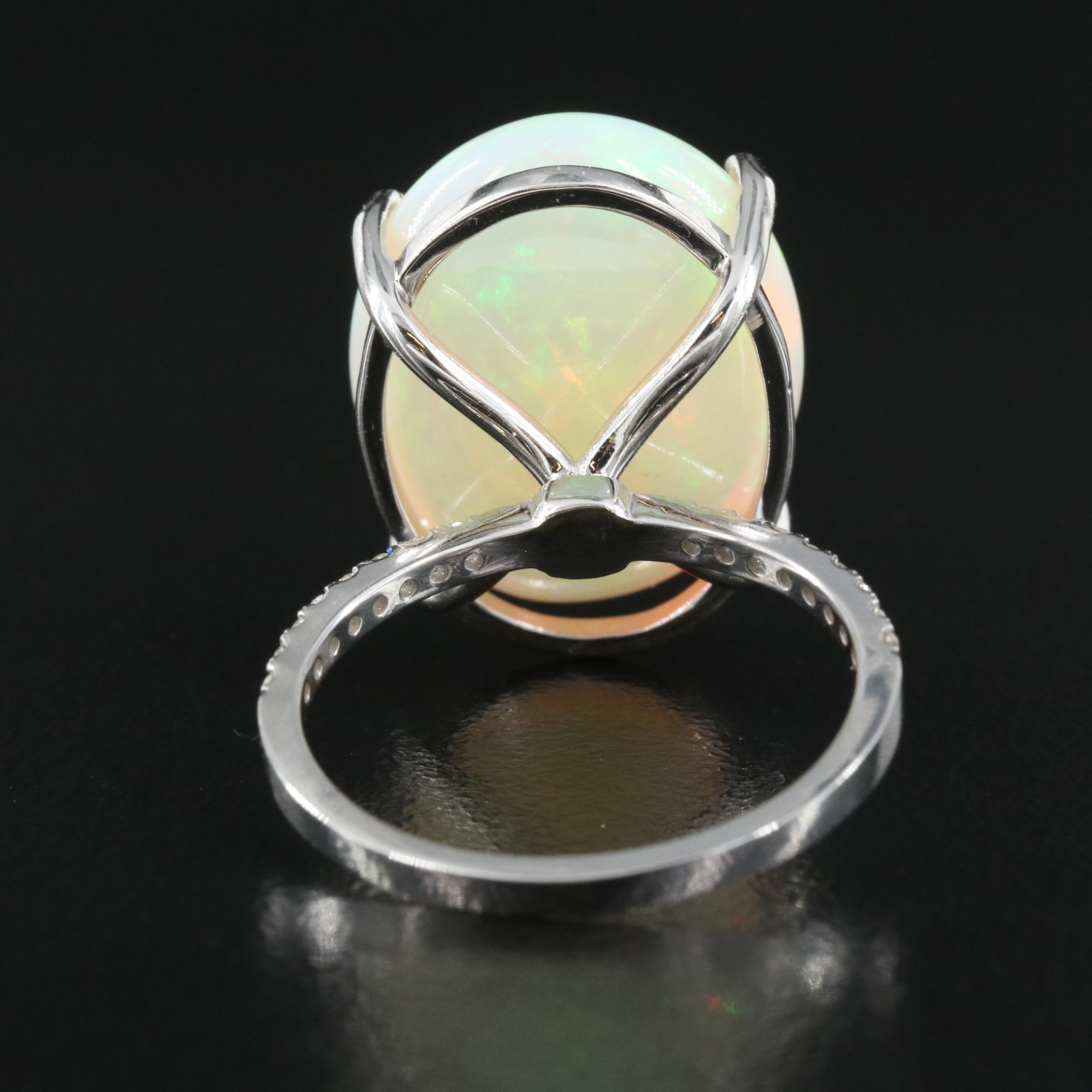 14K 13.79 CT Opal and Diamond Ring