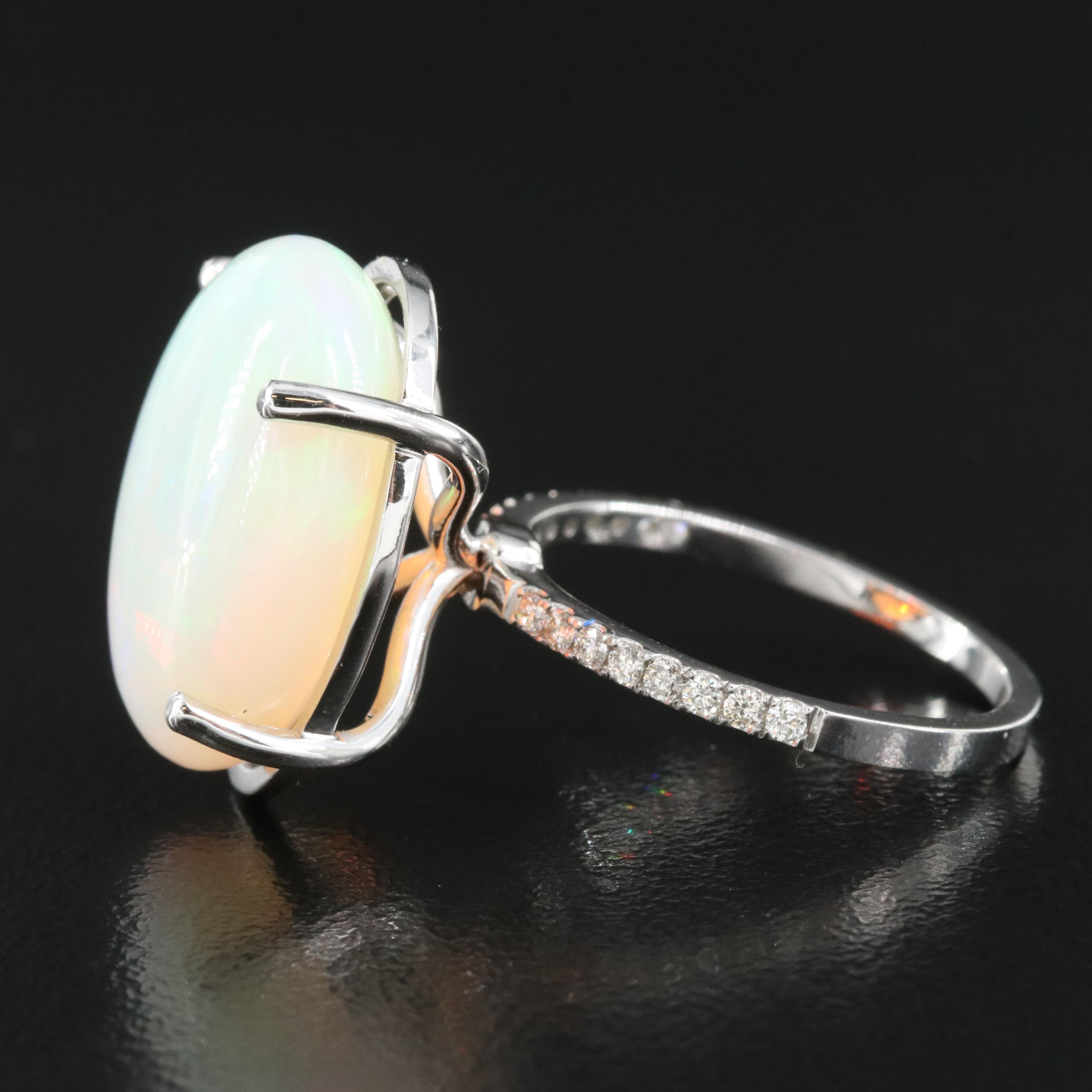 14K 13.79 CT Opal and Diamond Ring