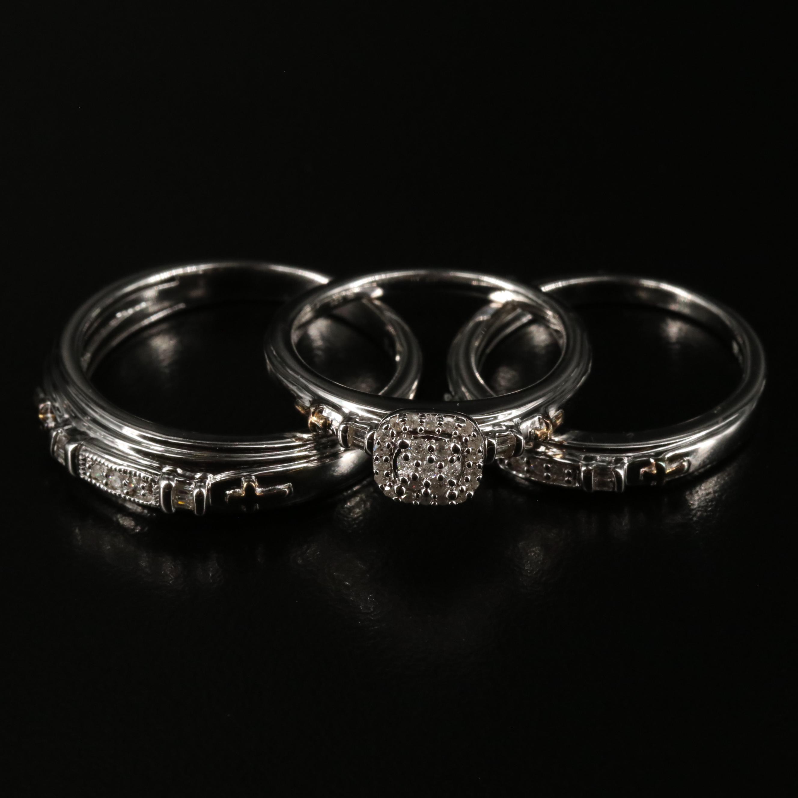 Sterling Diamond Ring and Bands