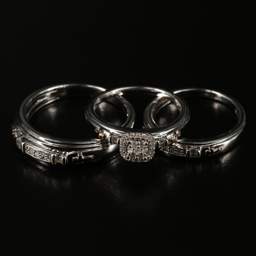 Sterling Diamond Ring and Bands