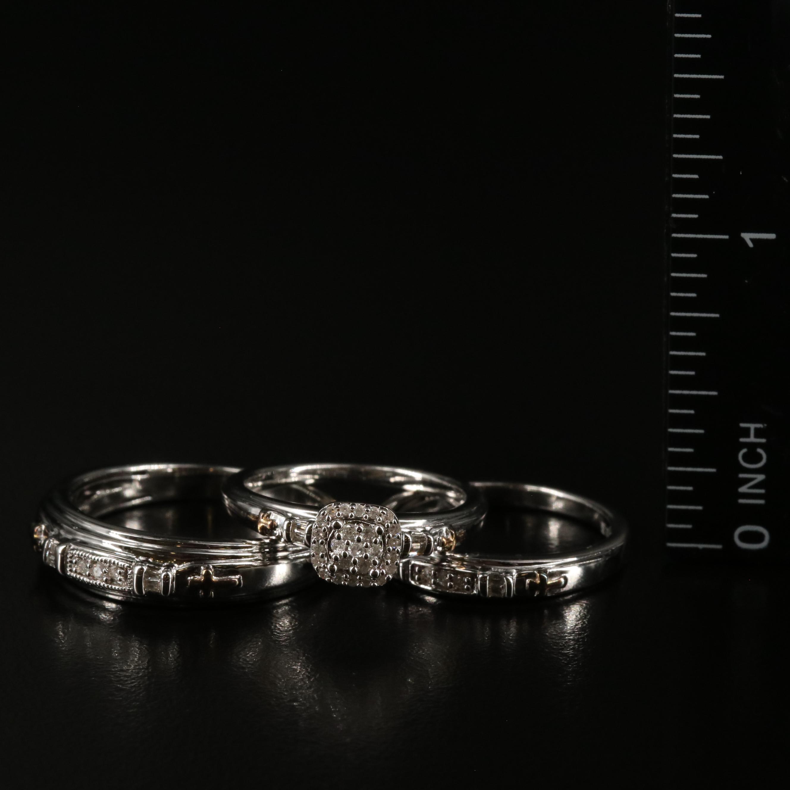 Sterling Diamond Ring and Bands