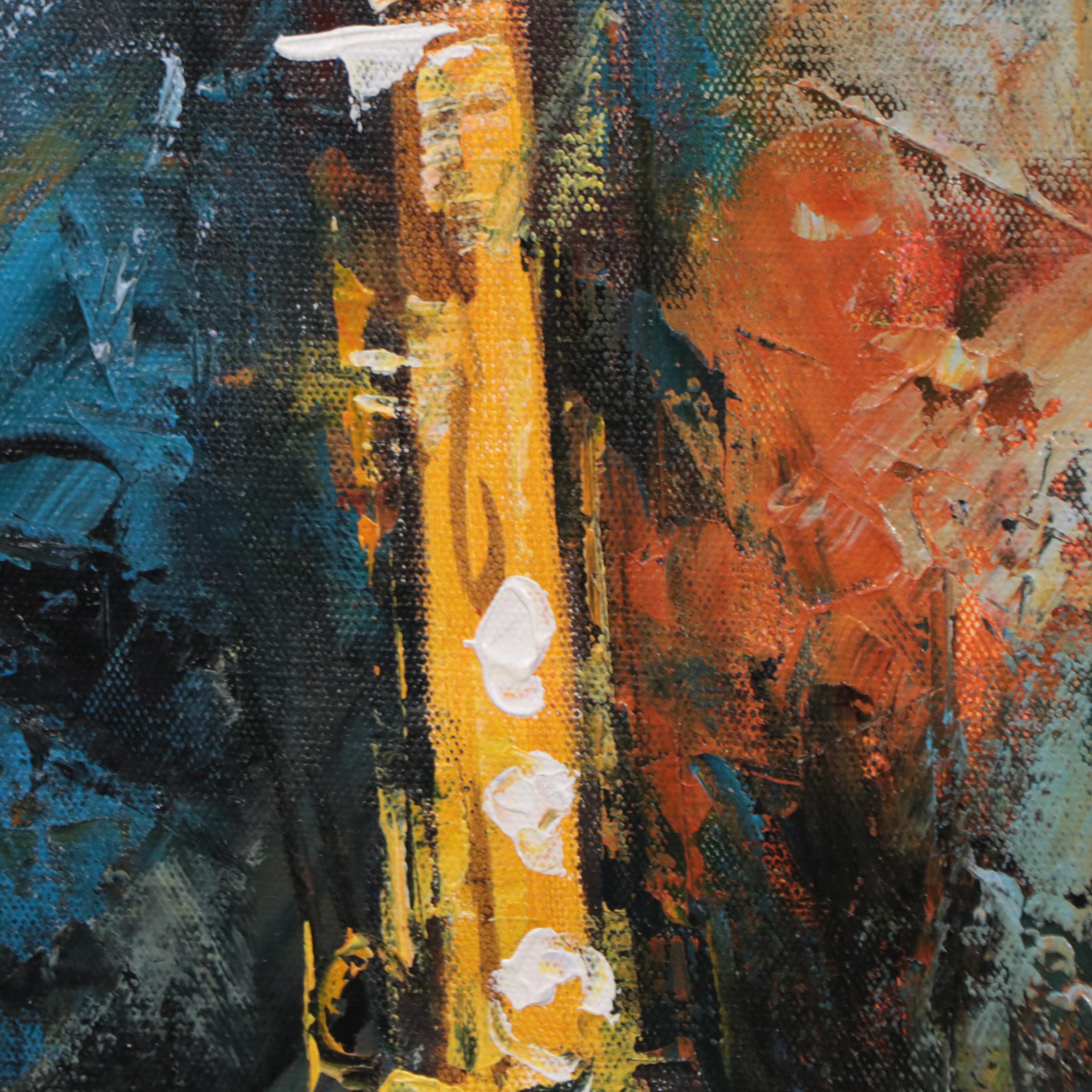 Sasha Expressionist Style Portrait Oil Painting of Sax Player
