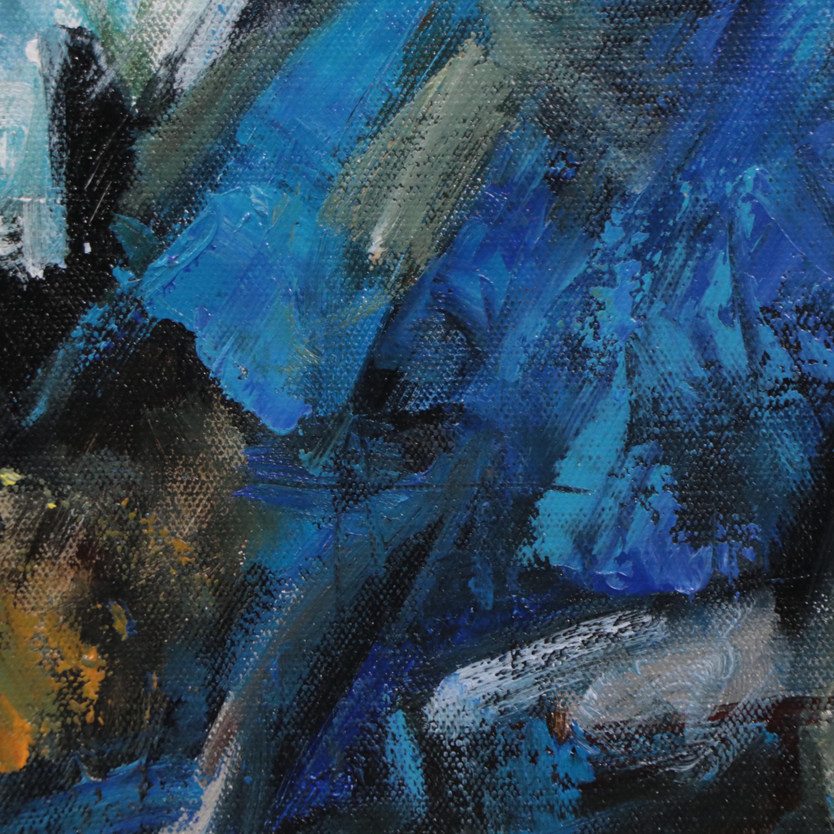 Sasha Expressionist Style Portrait Oil Painting of Sax Player