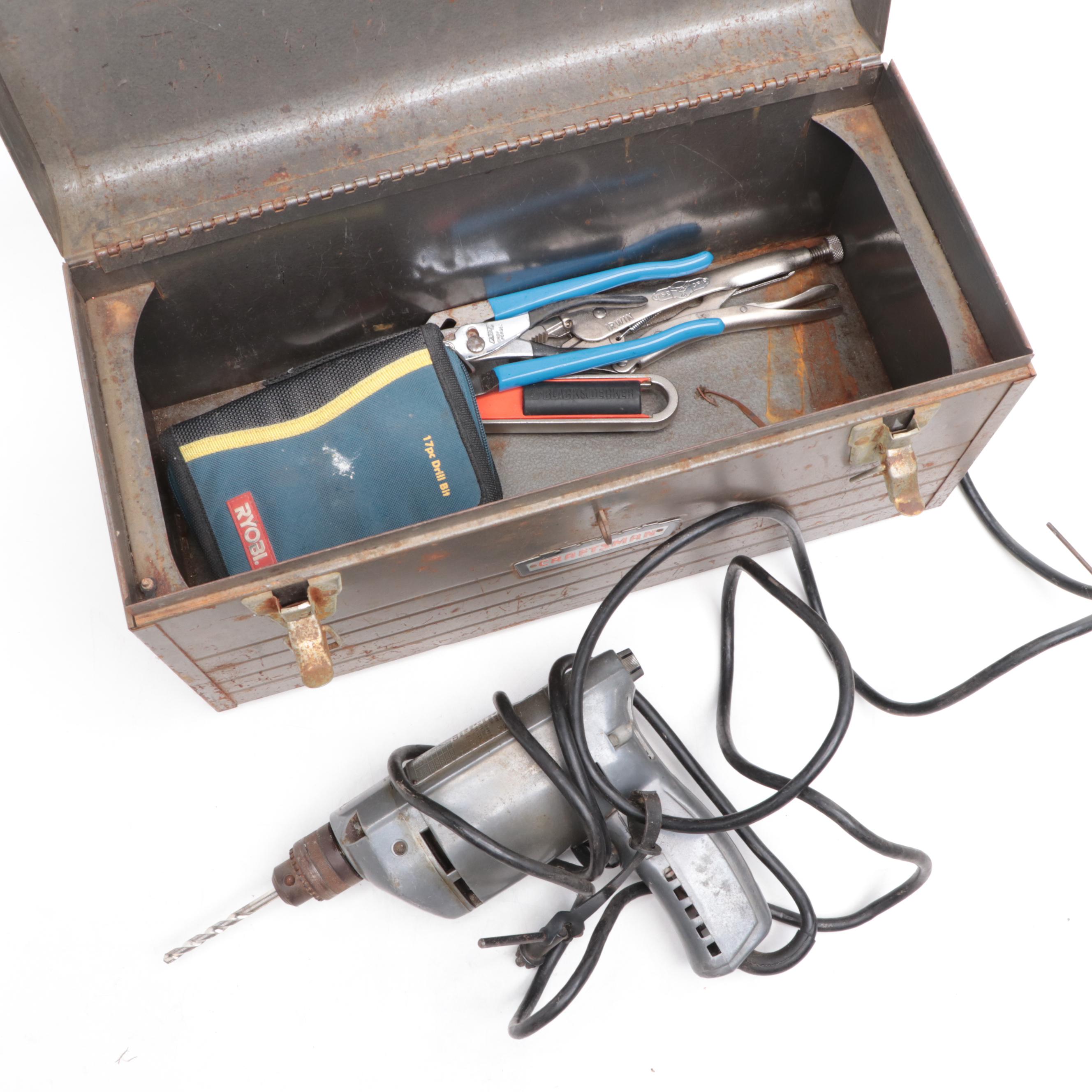 Craftsman Corded Drill and Tool Box with Hand Tools