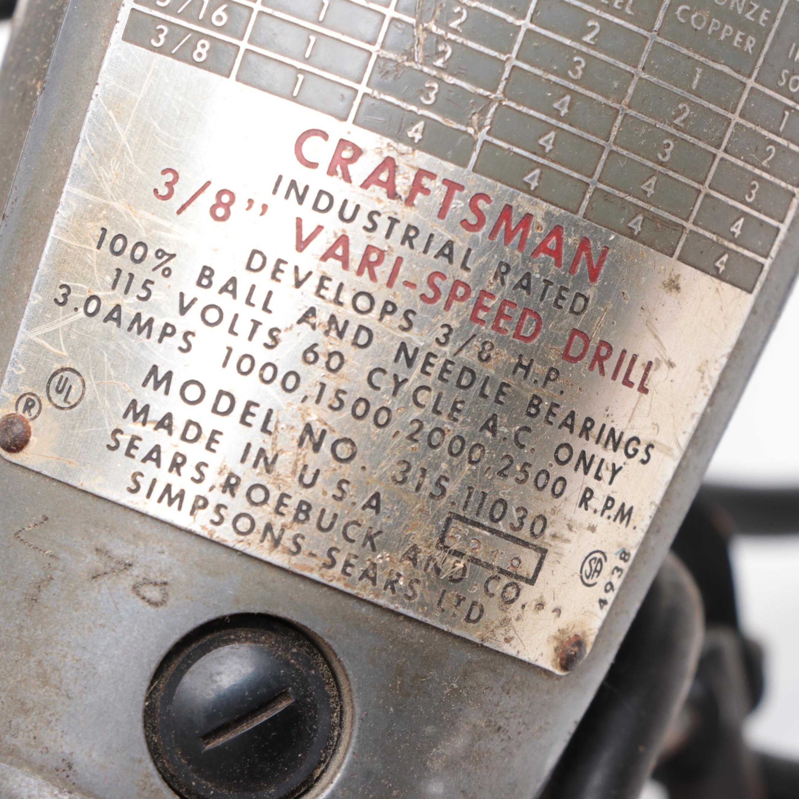 Craftsman Corded Drill and Tool Box with Hand Tools