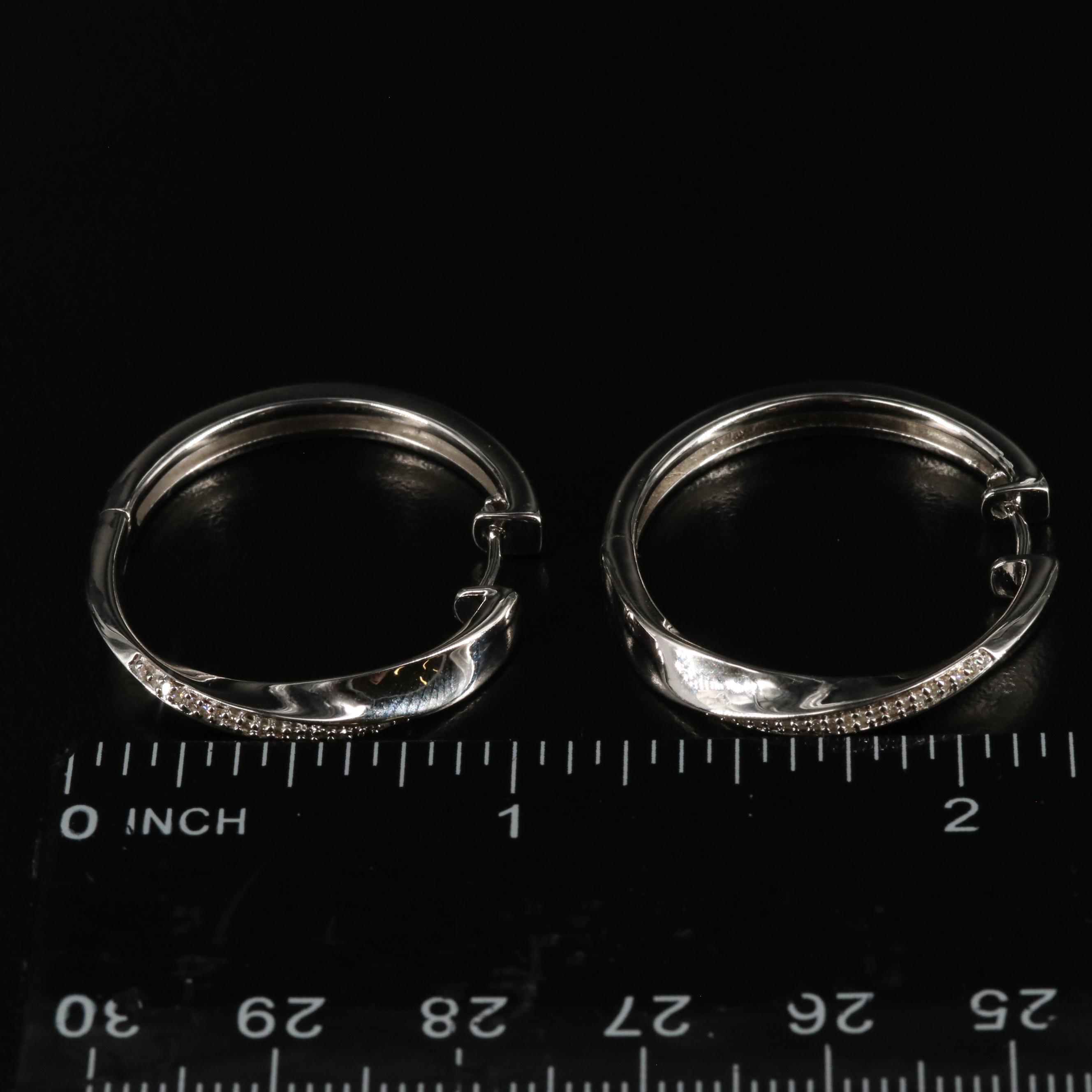 Sterling Diamond Hoop Earrings