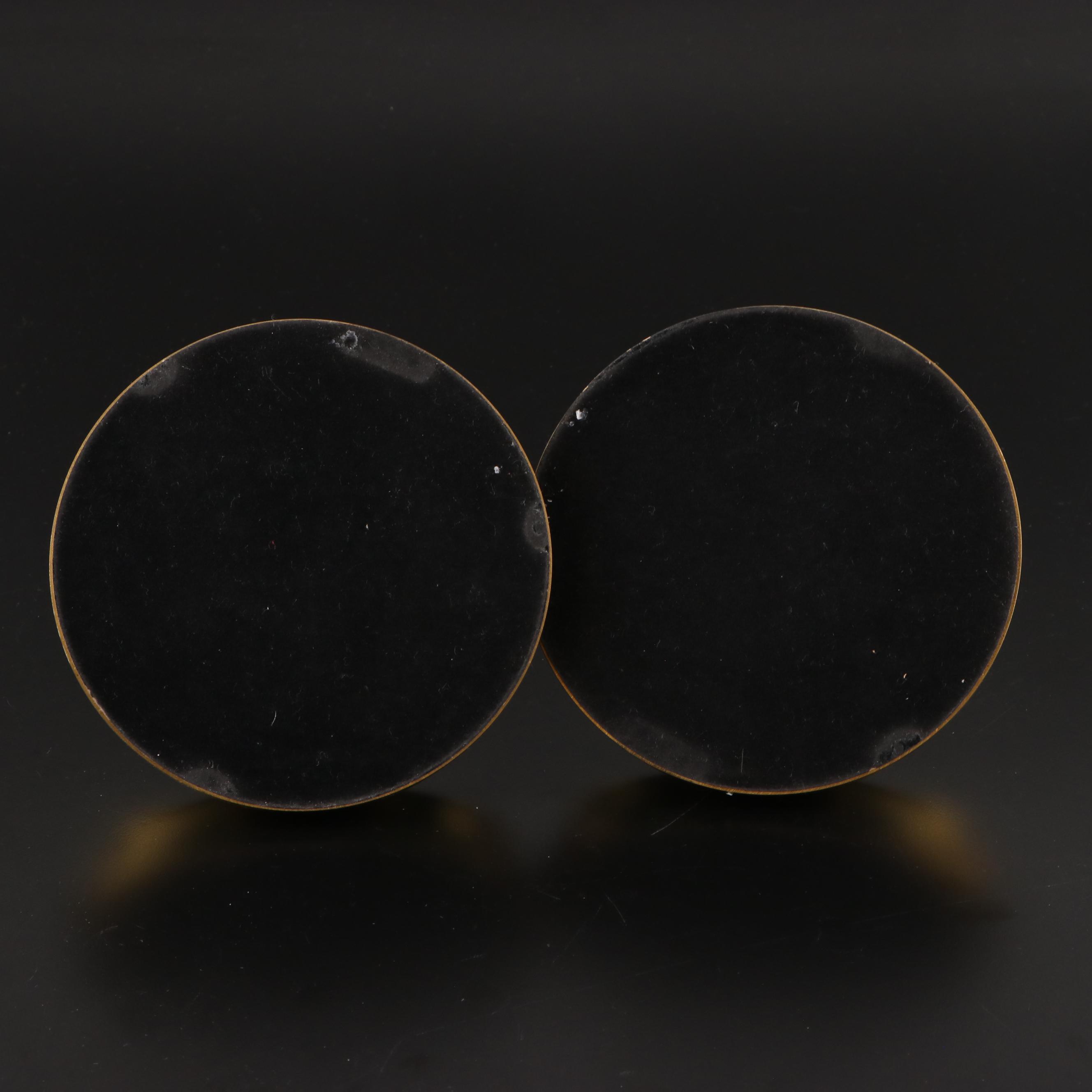 Brass and Leaded Crystal Hurricane Candle Holders with Gold Decorated Dish