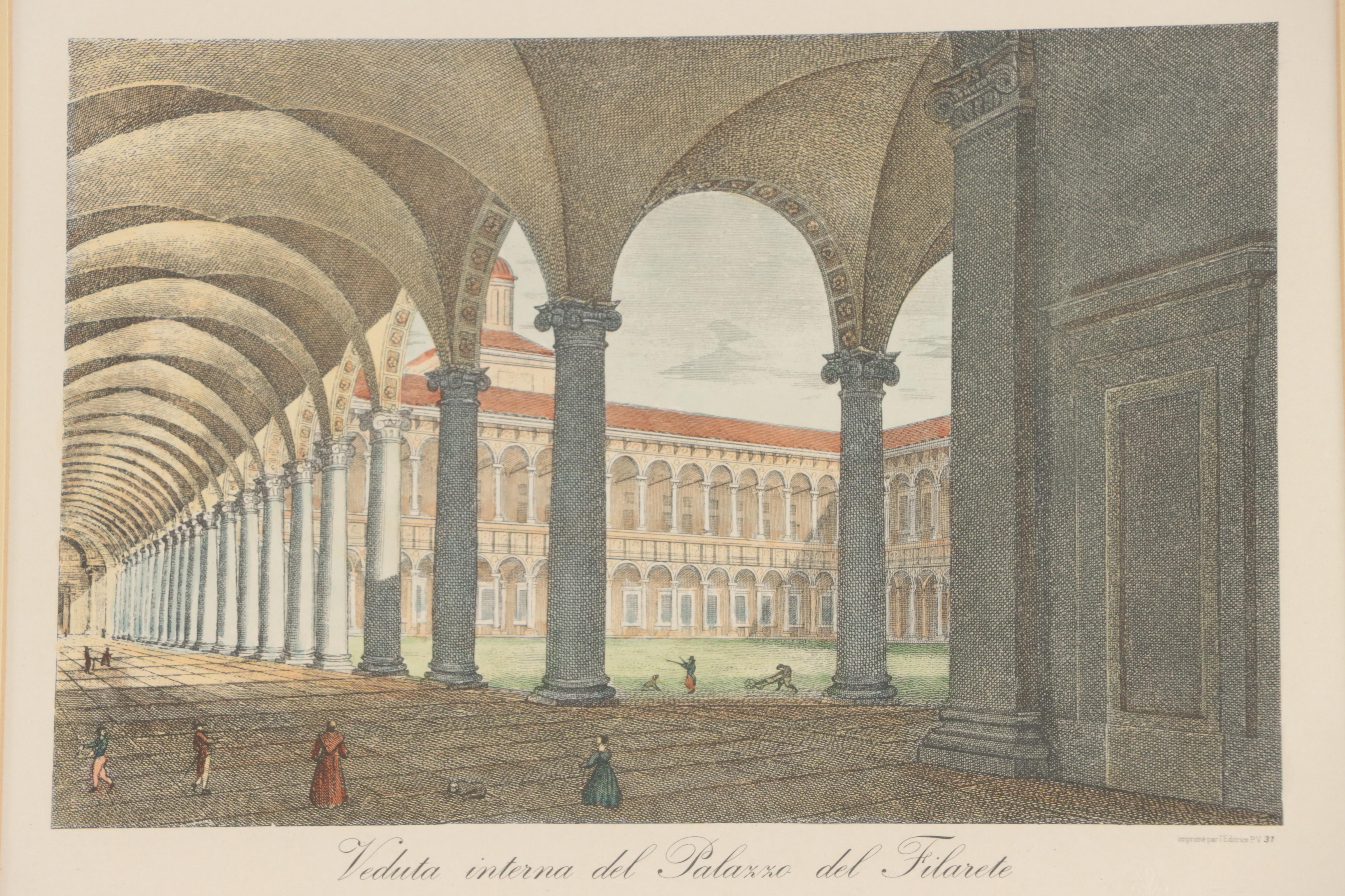 Hand-Colored Lithographs of Italian Street Scenes