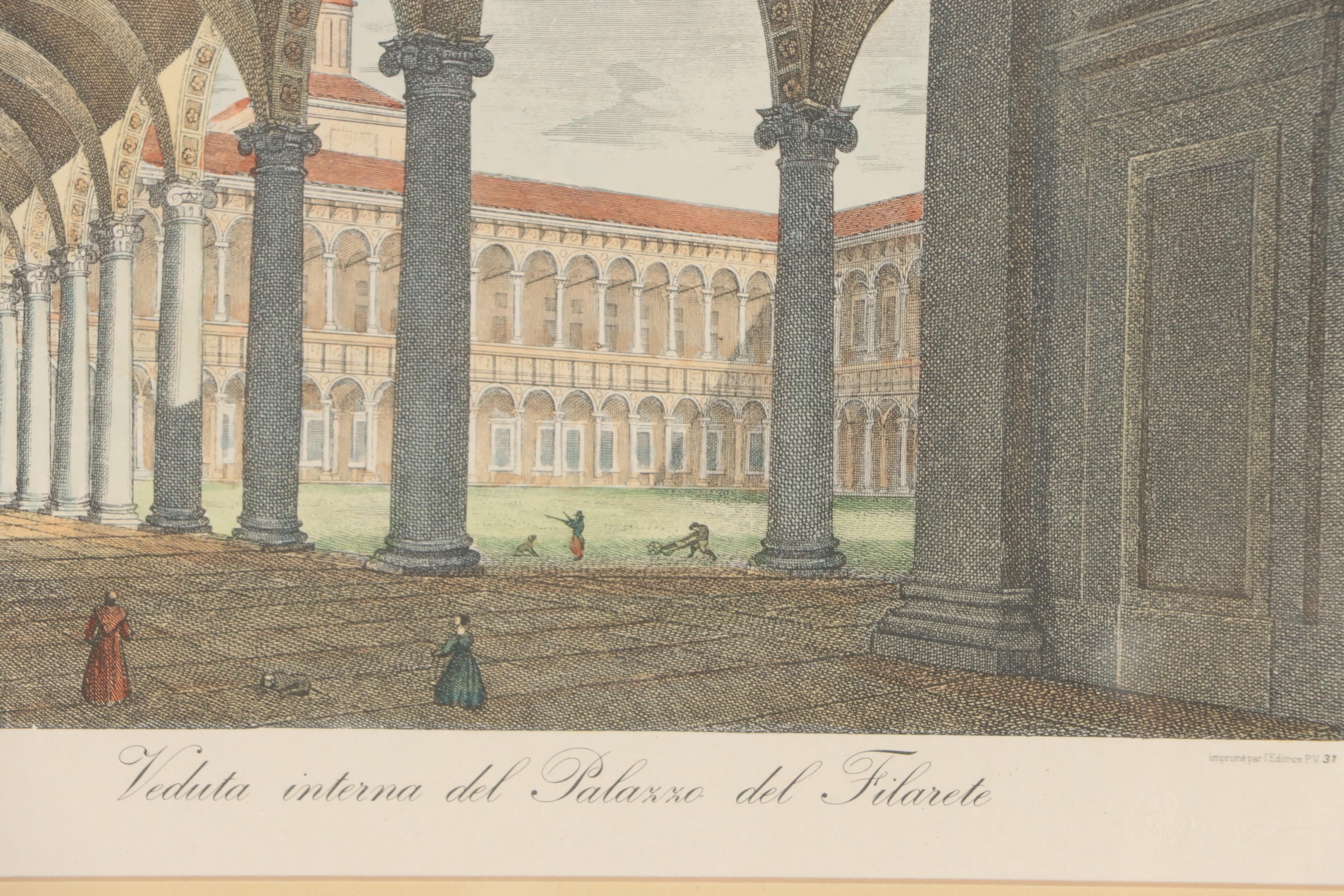 Hand-Colored Lithographs of Italian Street Scenes