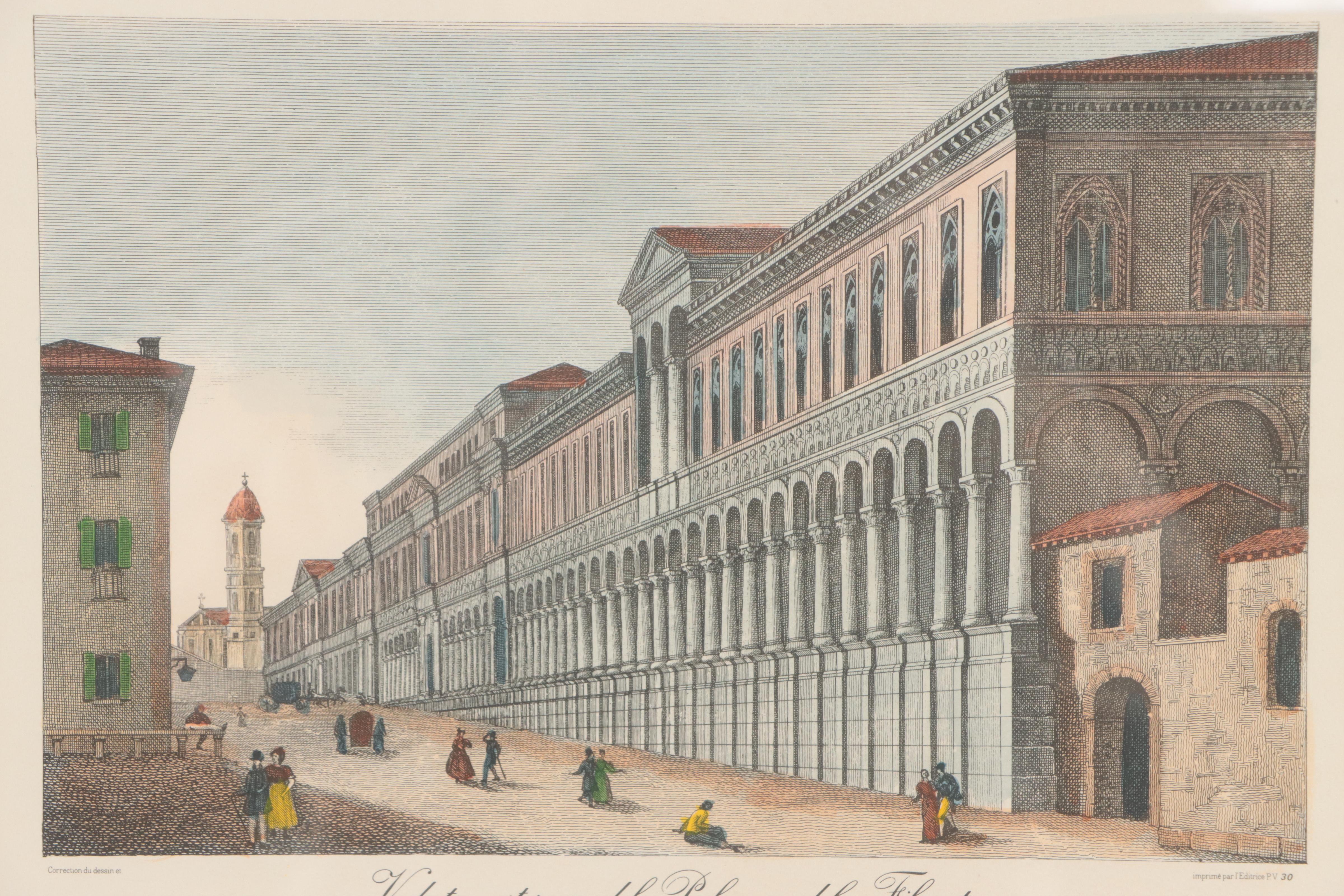 Hand-Colored Lithographs of Italian Street Scenes