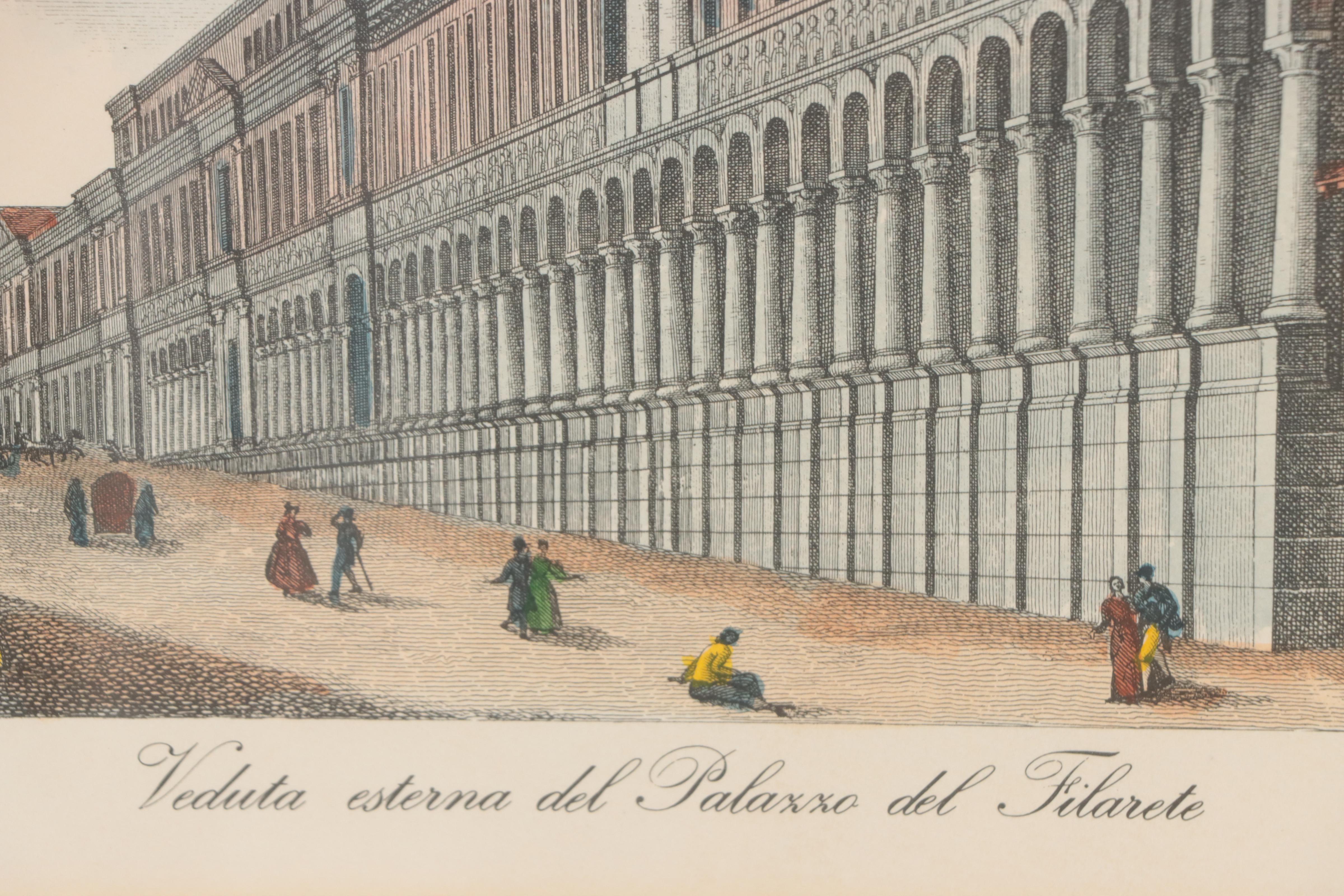 Hand-Colored Lithographs of Italian Street Scenes