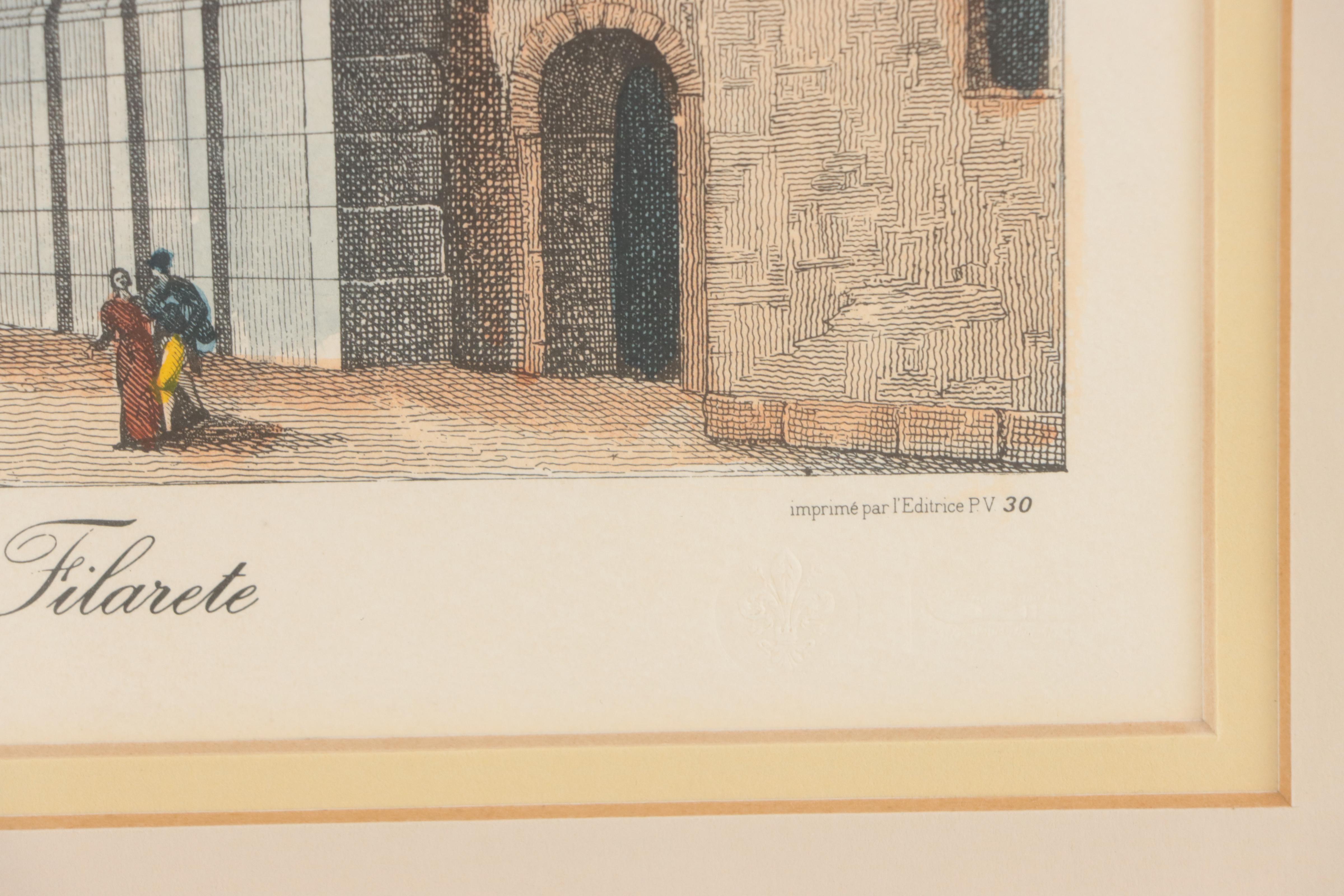 Hand-Colored Lithographs of Italian Street Scenes