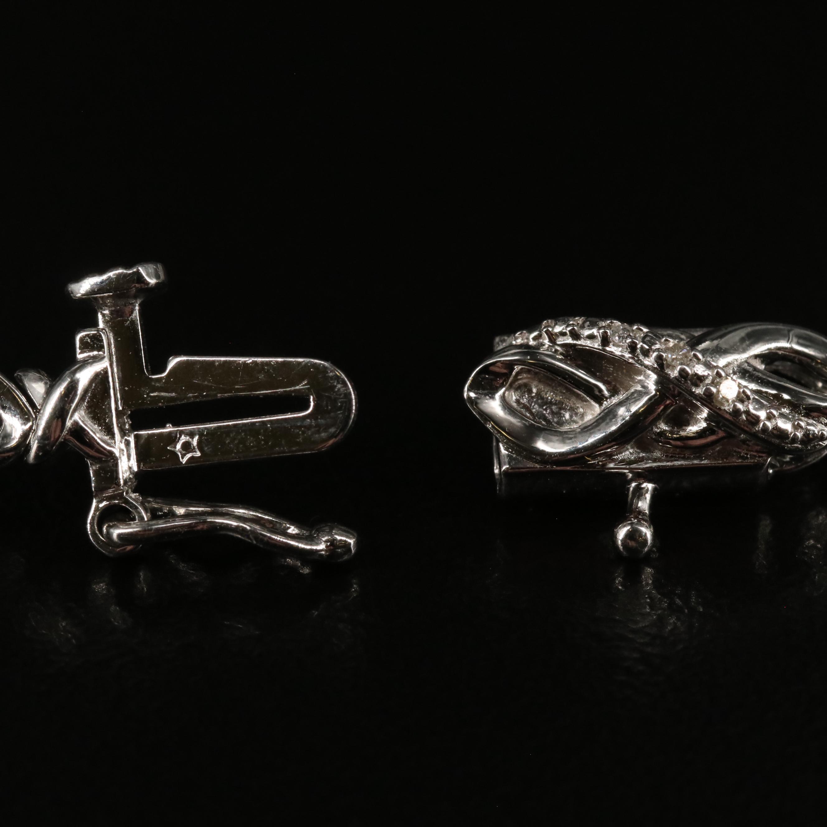 Sterling Diamond Fancy Link Bracelet