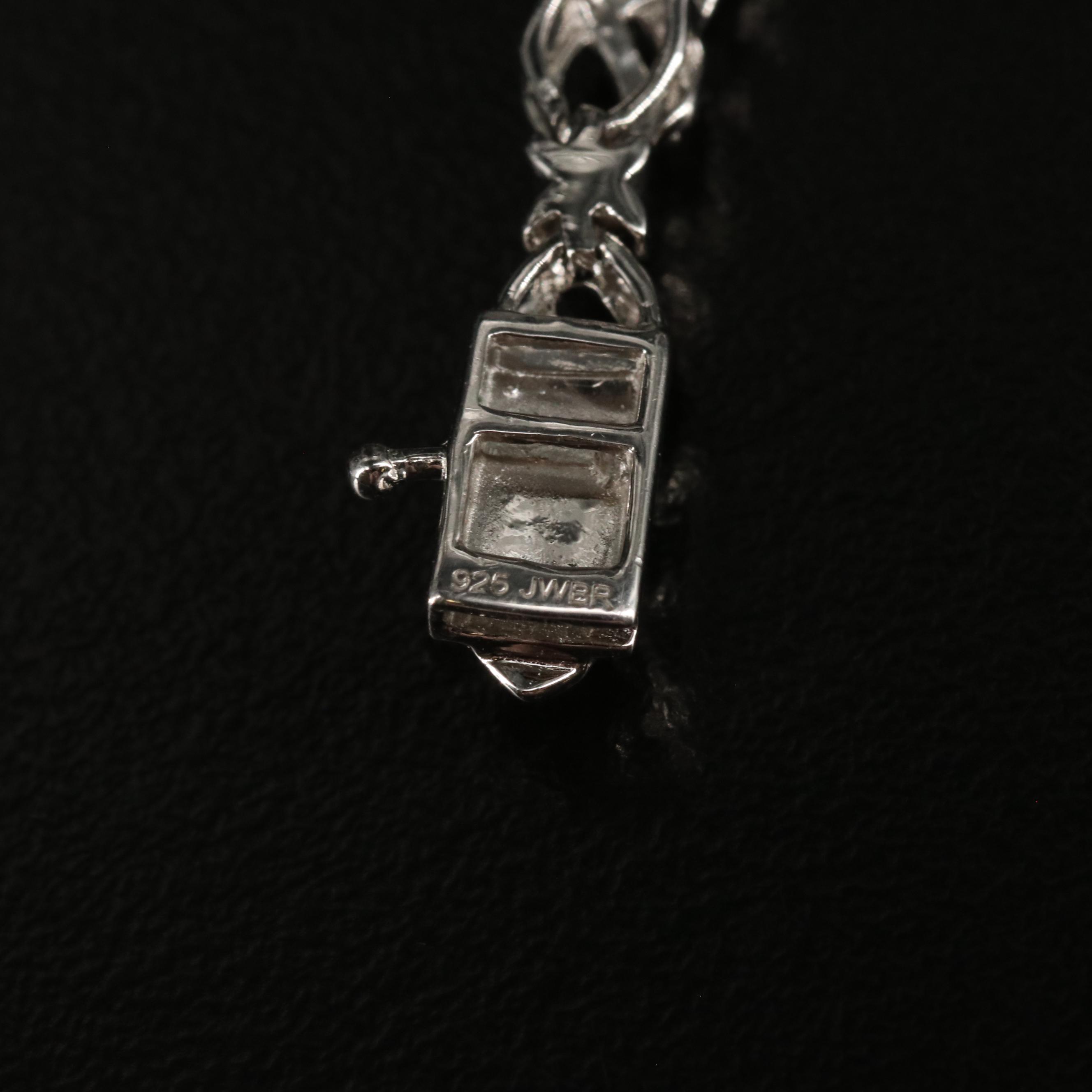 Sterling Diamond Fancy Link Bracelet