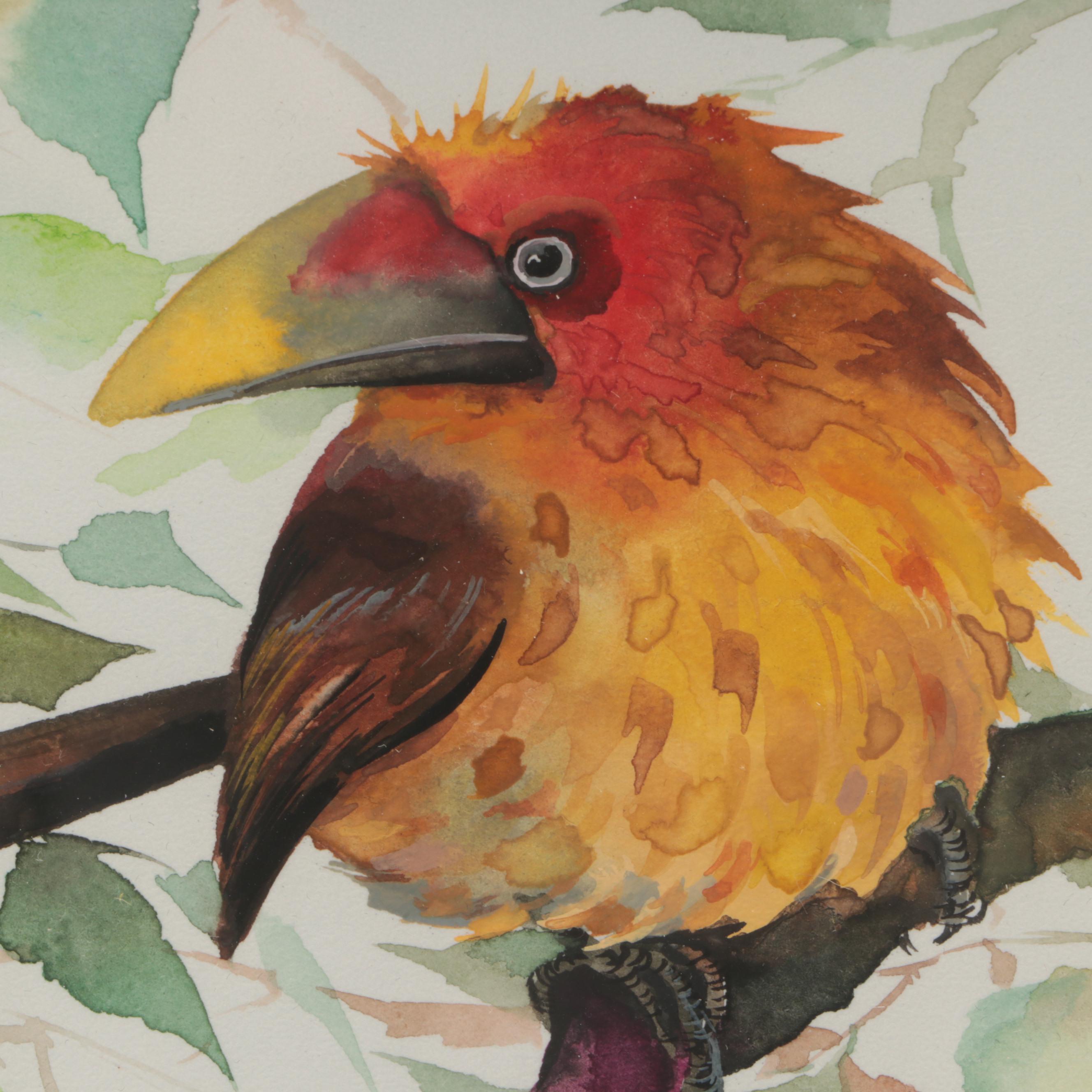 Anne Gorywine Watercolor Painting of Bird, 2018