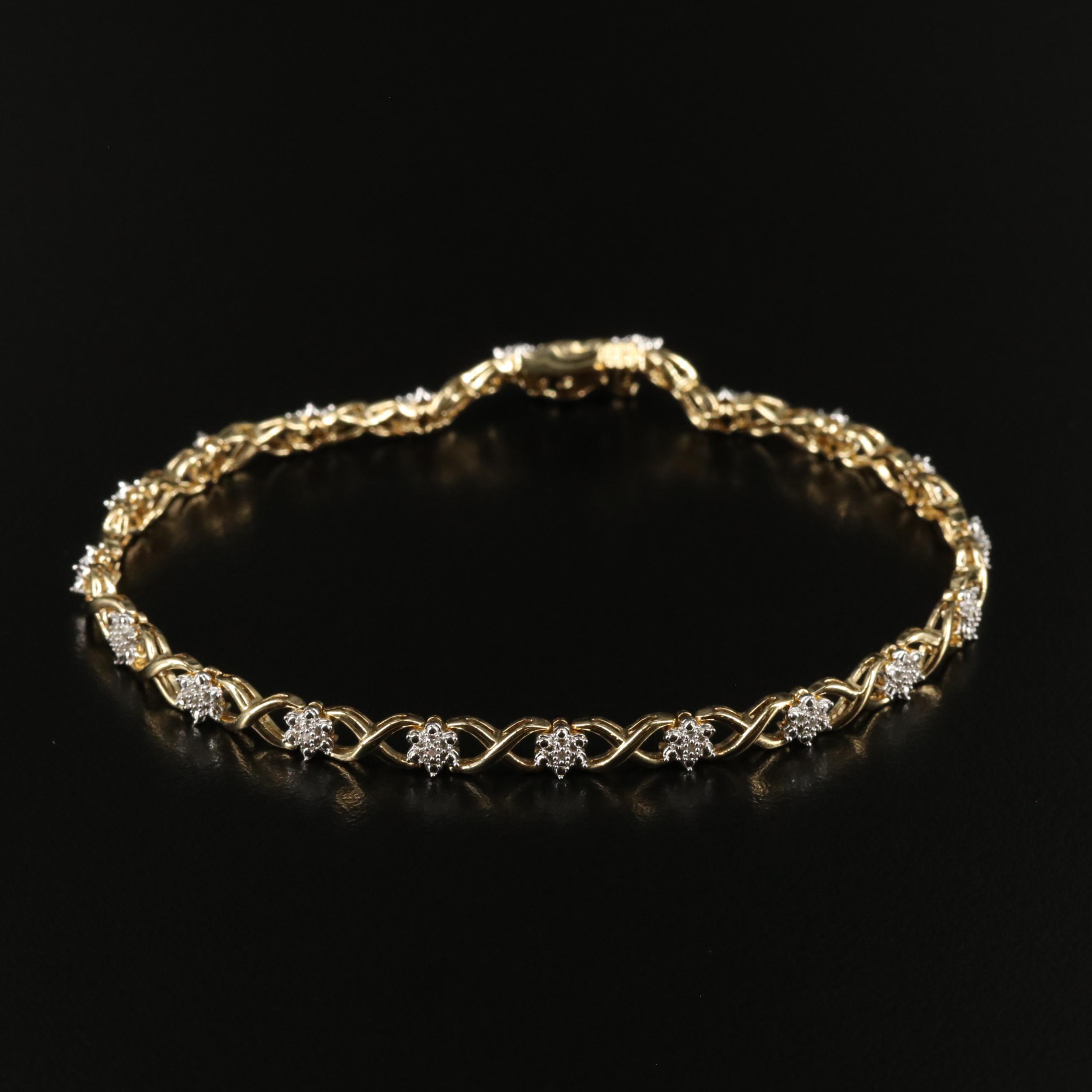 Sterling Diamond X-Link Bracelet