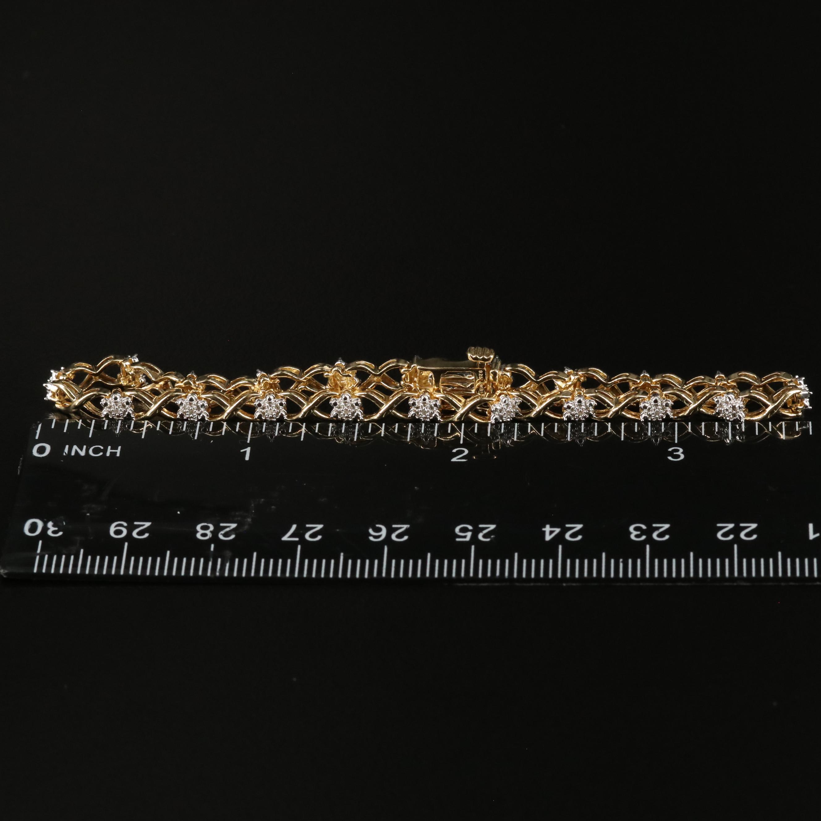 Sterling Diamond X-Link Bracelet