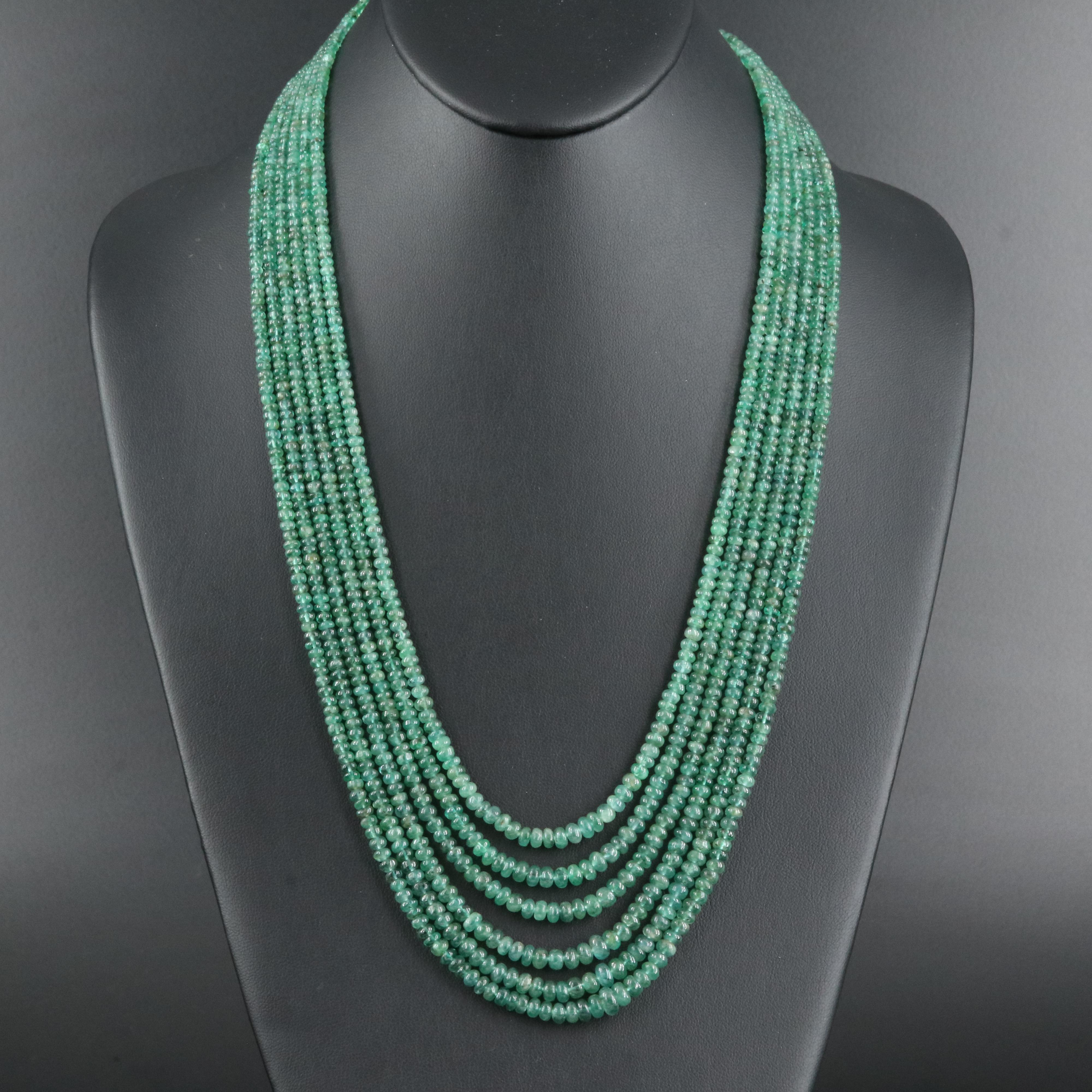375.00 CTW Emerald Multi-Strand Necklace