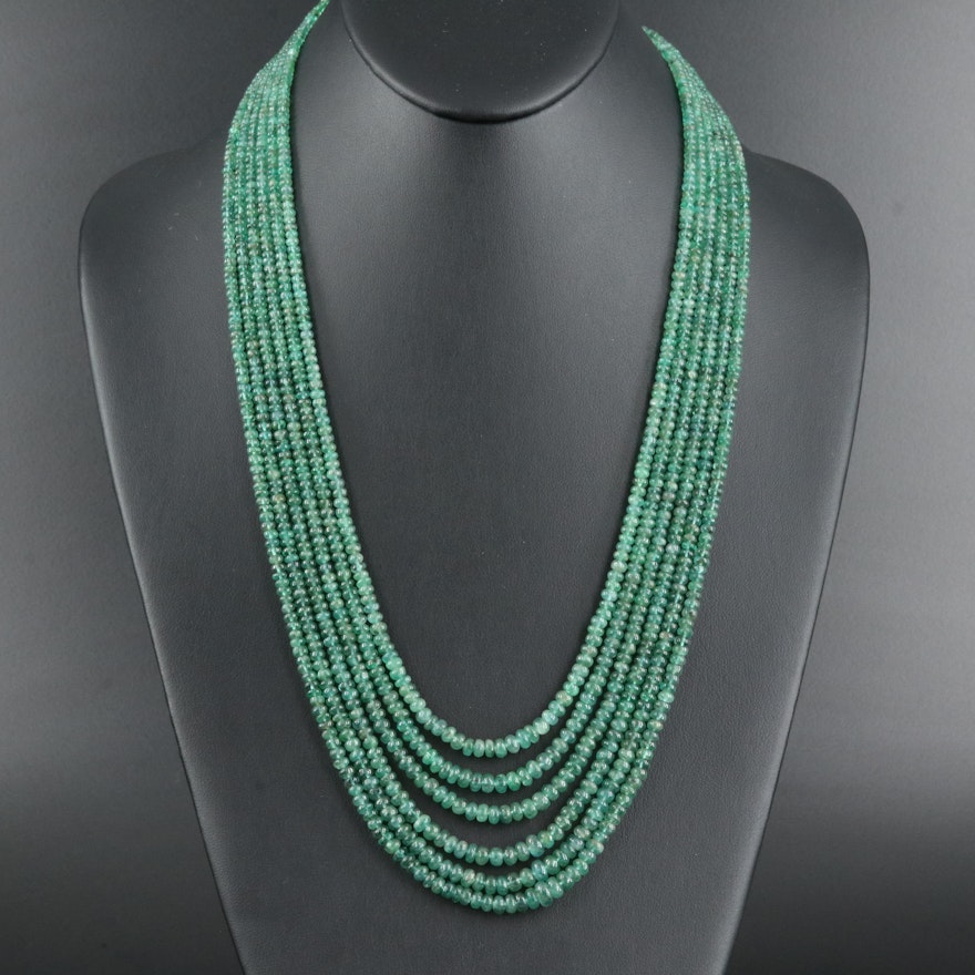 375.00 CTW Emerald Multi-Strand Necklace