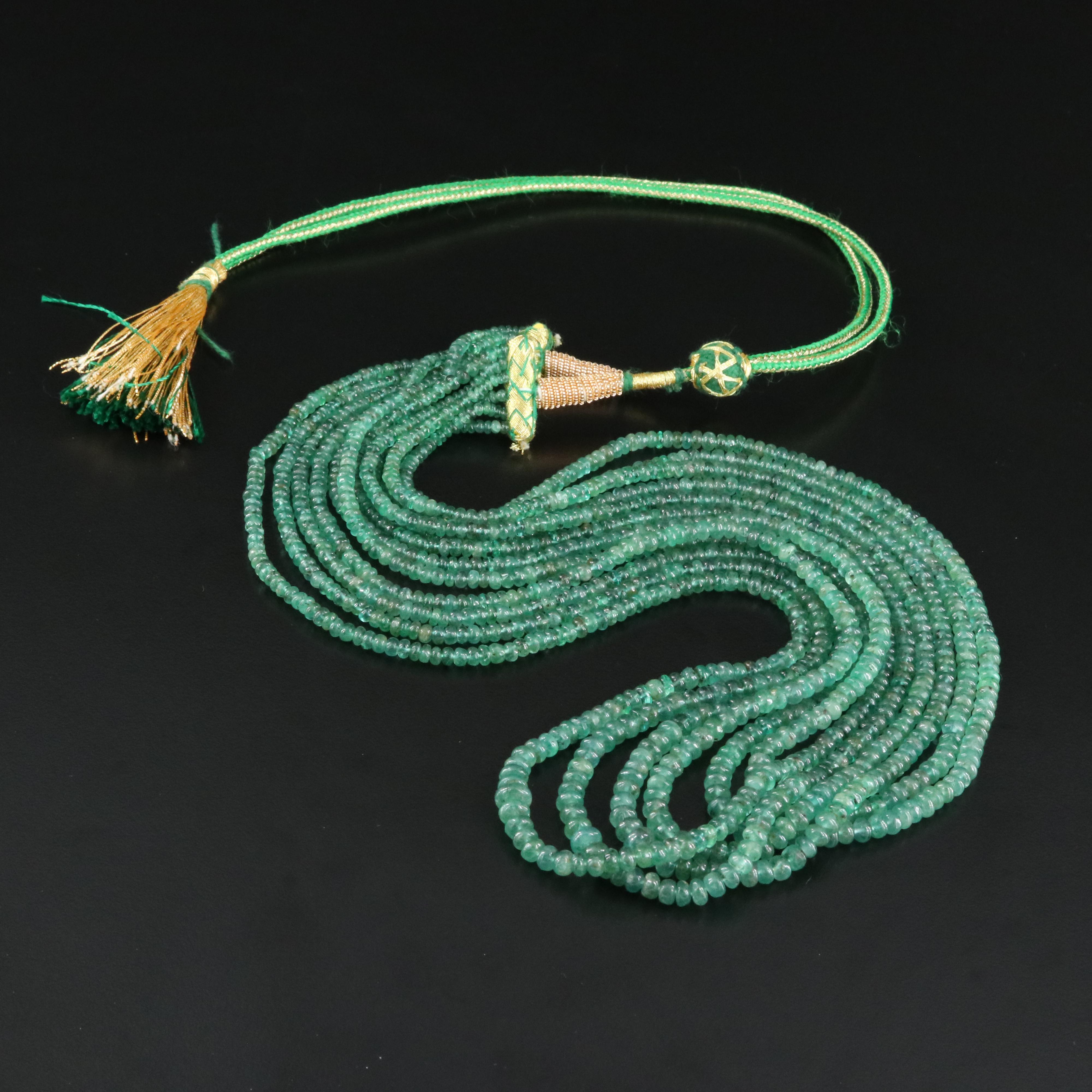 375.00 CTW Emerald Multi-Strand Necklace