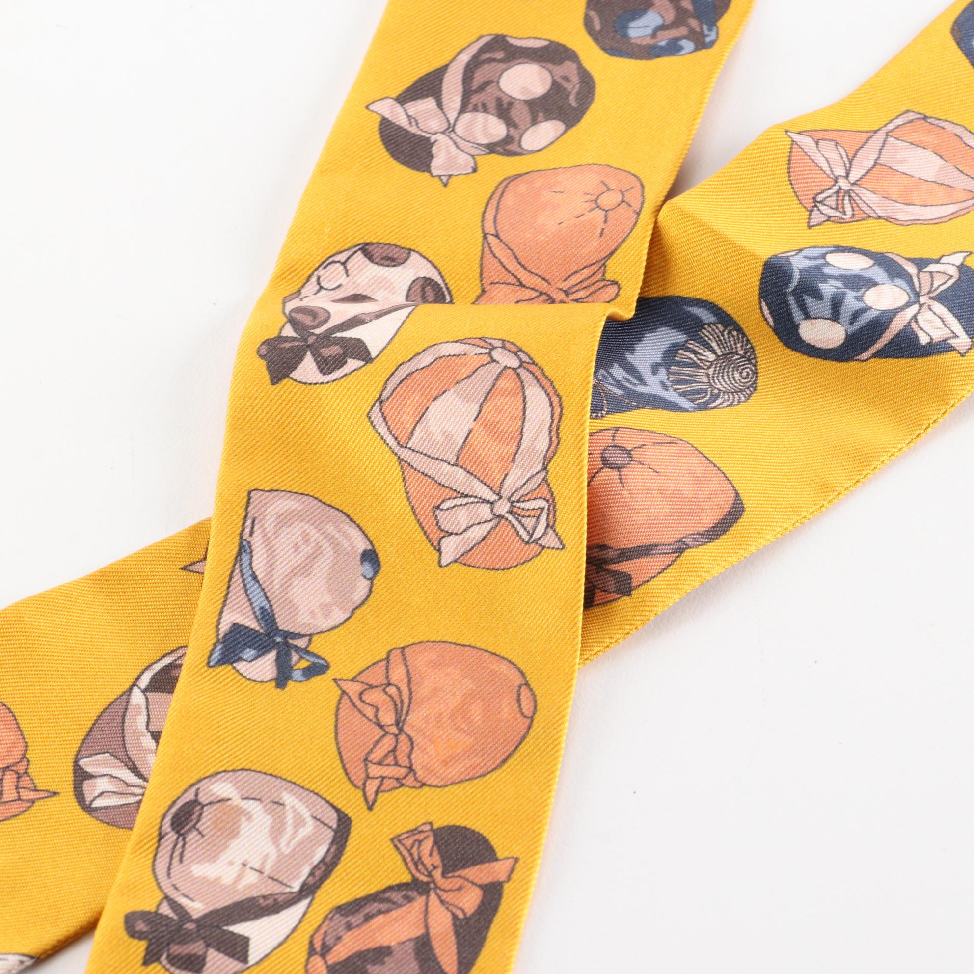 Hermès "Jockey" Silk Twilly Scarf