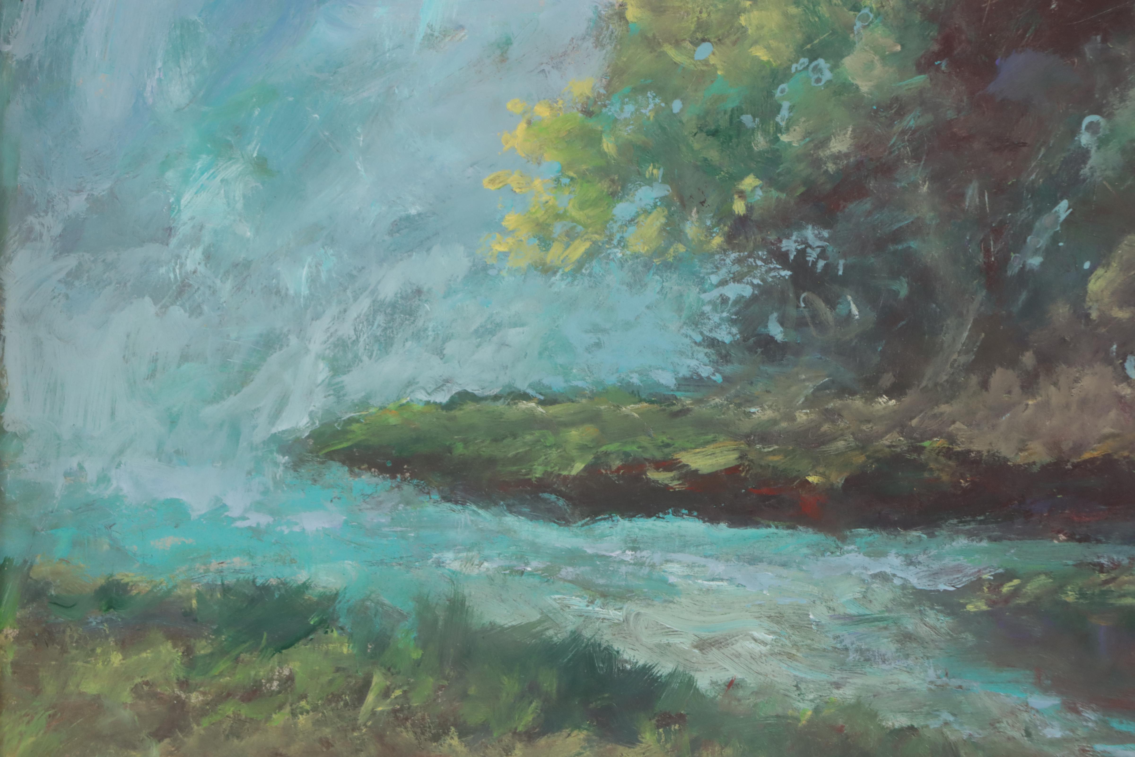 Robert Riddle Baker Landscape Acrylic Painting "River Inlet, Spring," 2023